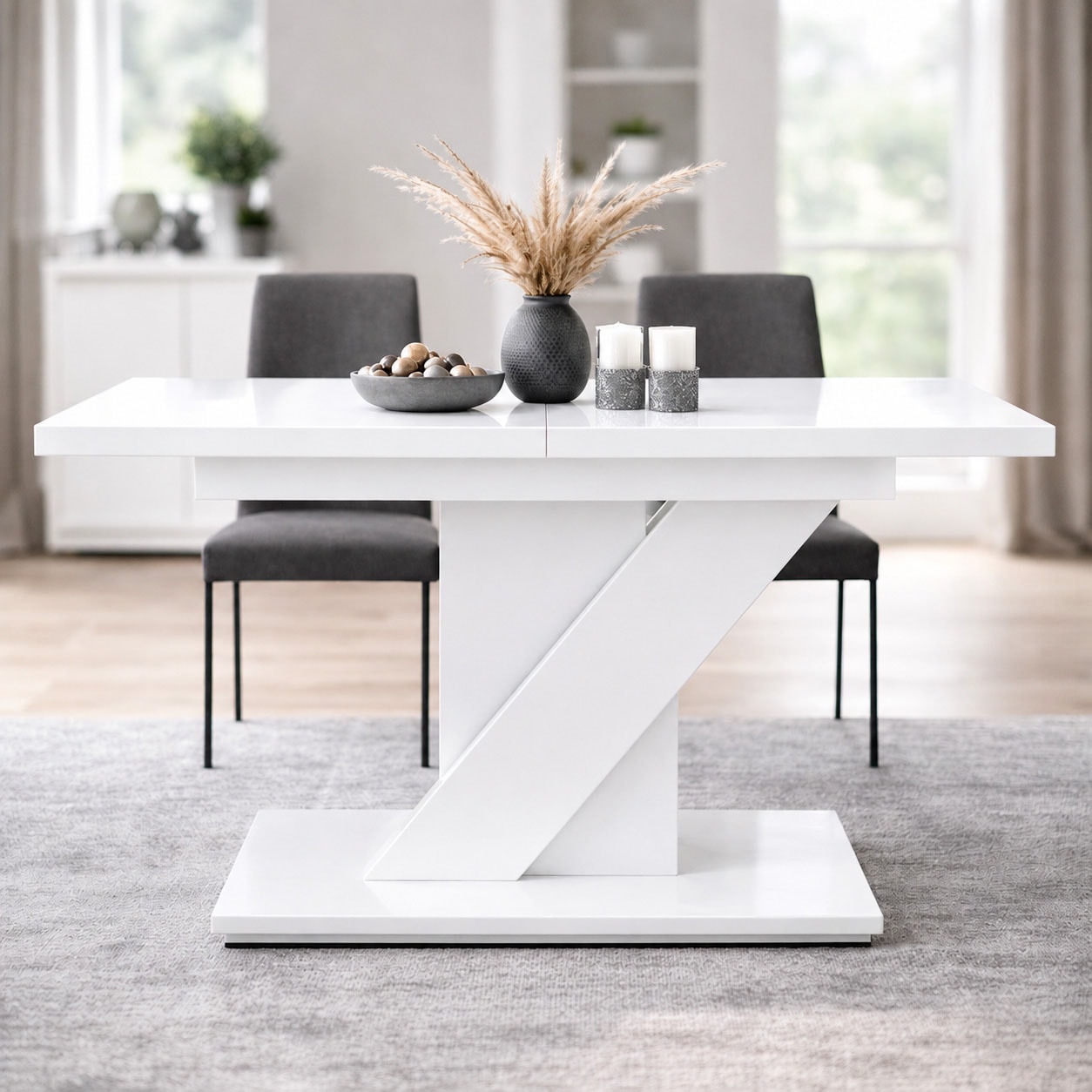GOODproduct Table de salle à manger »Veneto, Säulentisch, Speisetisch, Küchentisch, ausziehbar bis 160 cm« Place pour jusqu'à 6 personnes, extensible grâce à une rallonge