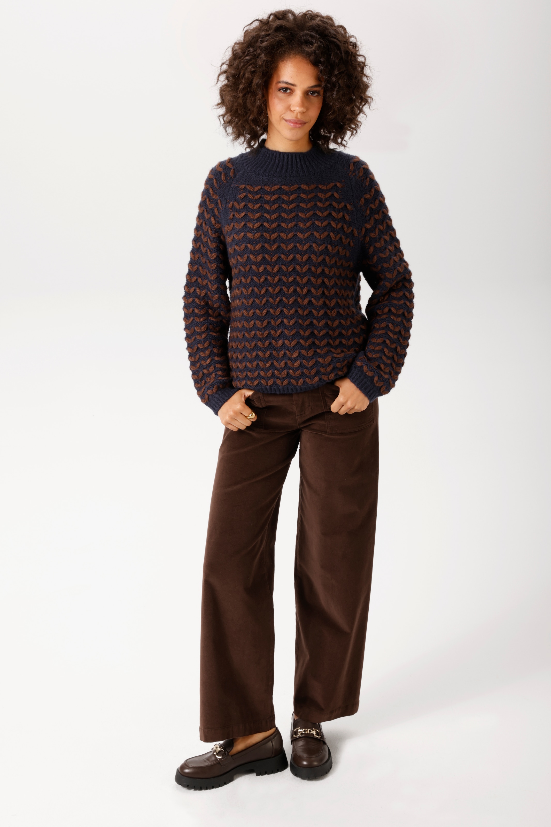 Aniston CASUAL Pull en tricot effet 3D avec feuilles tricotées - NOUVELLE COLLECTION