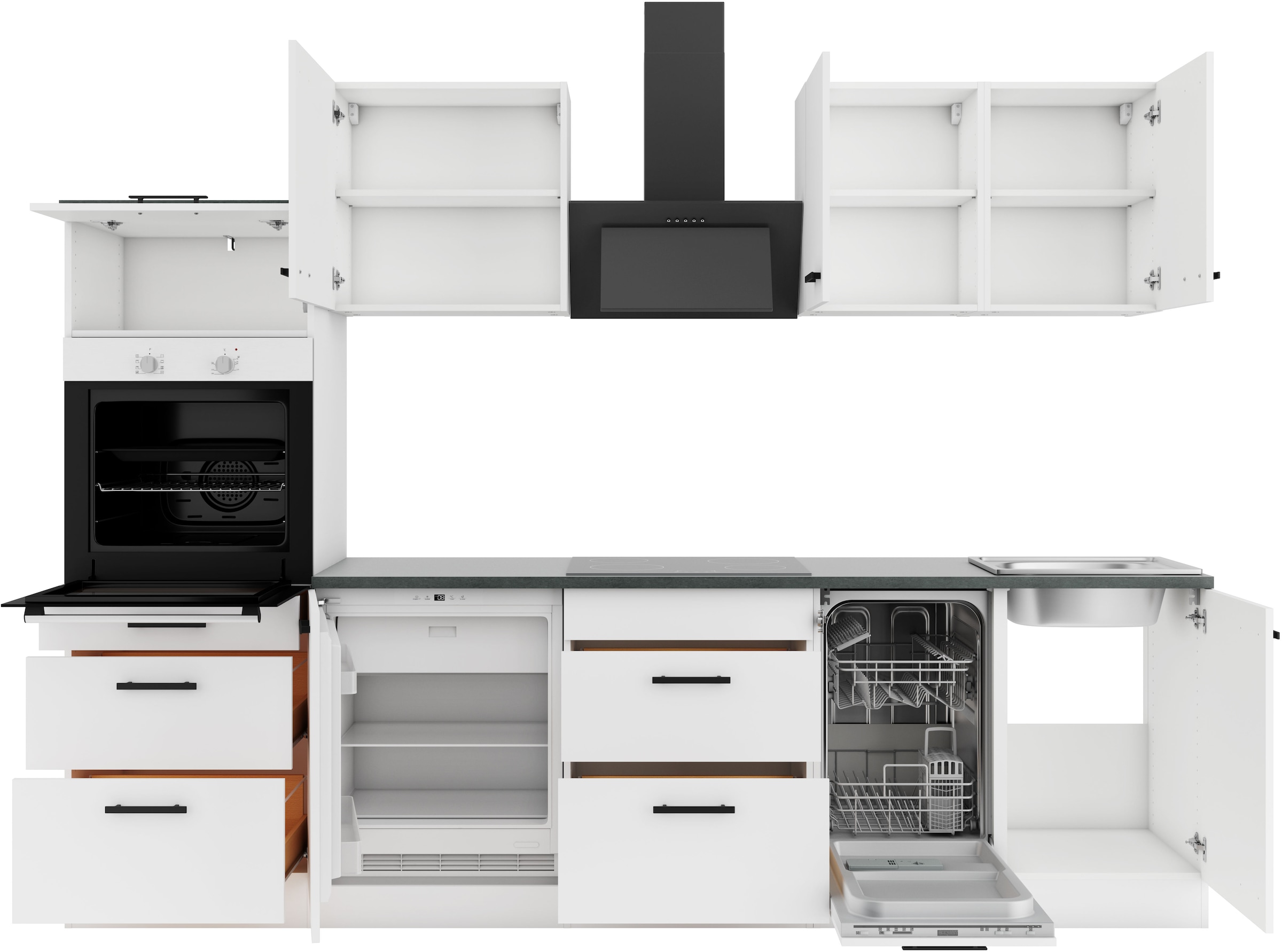 OPTIFIT Kitchenette »Palma« Breite 270 cm, wahlweise mit E-Geräten, seitenverkehrt stellbar