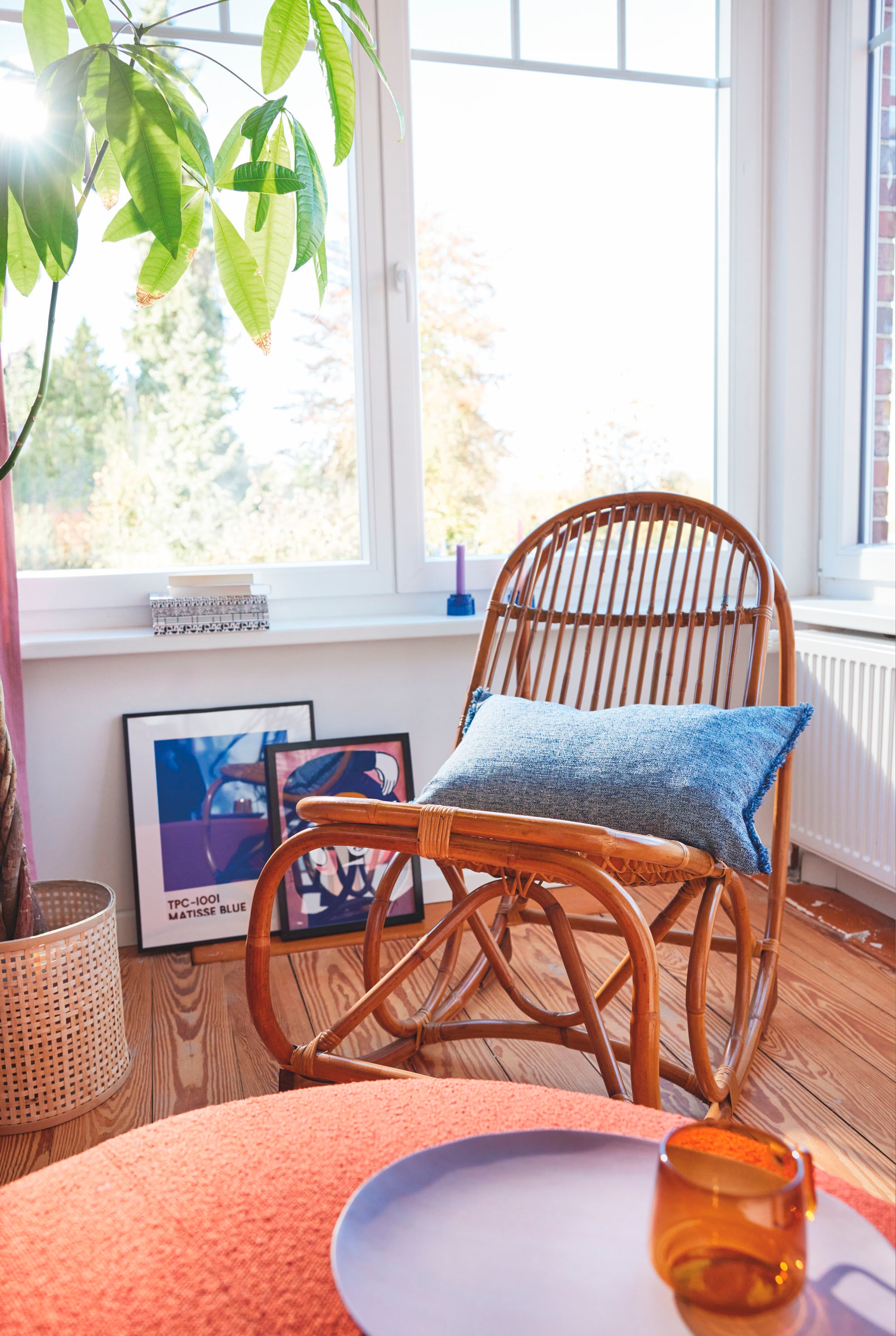 SIT Chaise à bascule »Kampala aus naturbelassenem Rattan mit Metallmanschette« () Fauteuil à bascule en rotin au look naturel