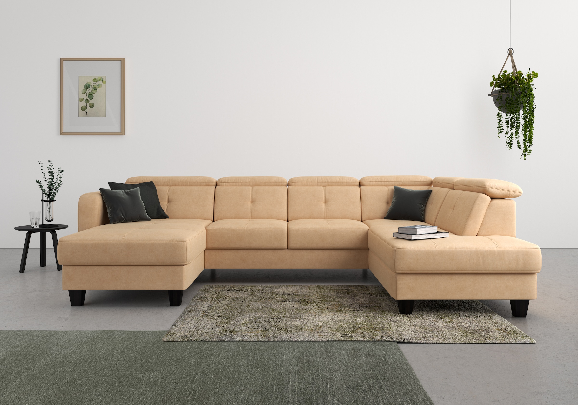 sit&more Wohnlandschaft »Belluci U-Form« Kopfteilverstellung und Federkern, wahlweise mit Bettfunktion