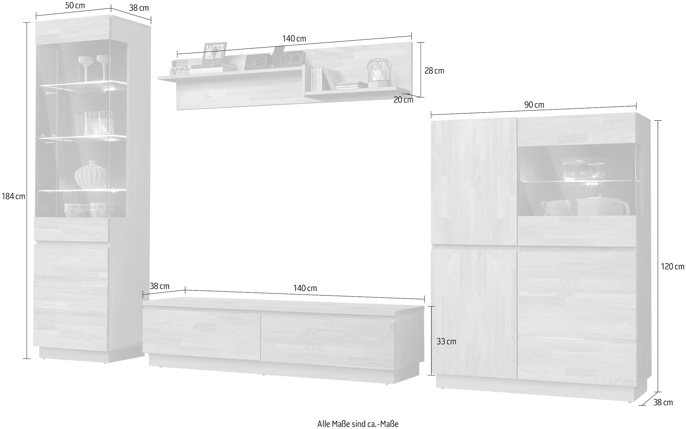 Home affaire Meuble mural Set, 4 cuis tlg.