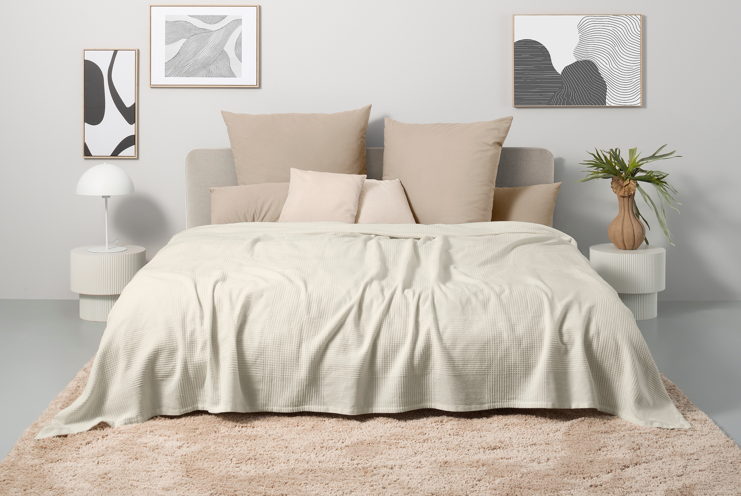 GOODproduct Couvre-lit »Mira« leichte Tagesdecke aus 100% Baumwolle, uni Überwurf, ohne Füllung