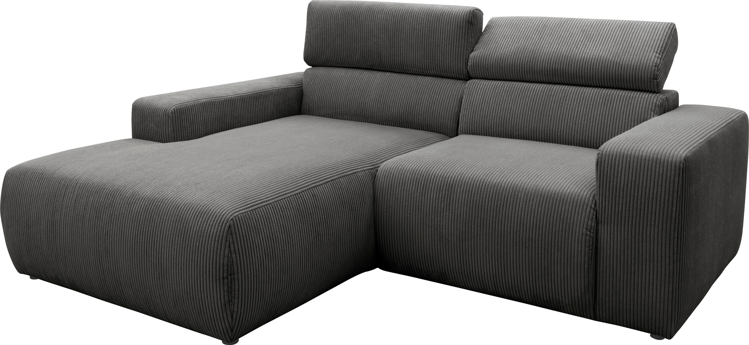 DOMO collection Ecksofa »BRANDON inkl. Kopfteilverstellung,  214x100x80 cm, L-Form« Cord, grau