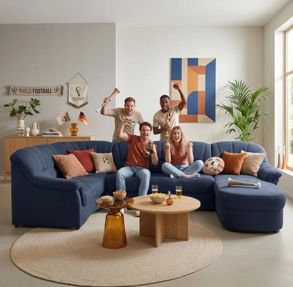 DOMO collection Wohnlandschaft »Bahia mit viel Platz, zeitloses Design, U-Form« wahlweise mit Bettfunktion