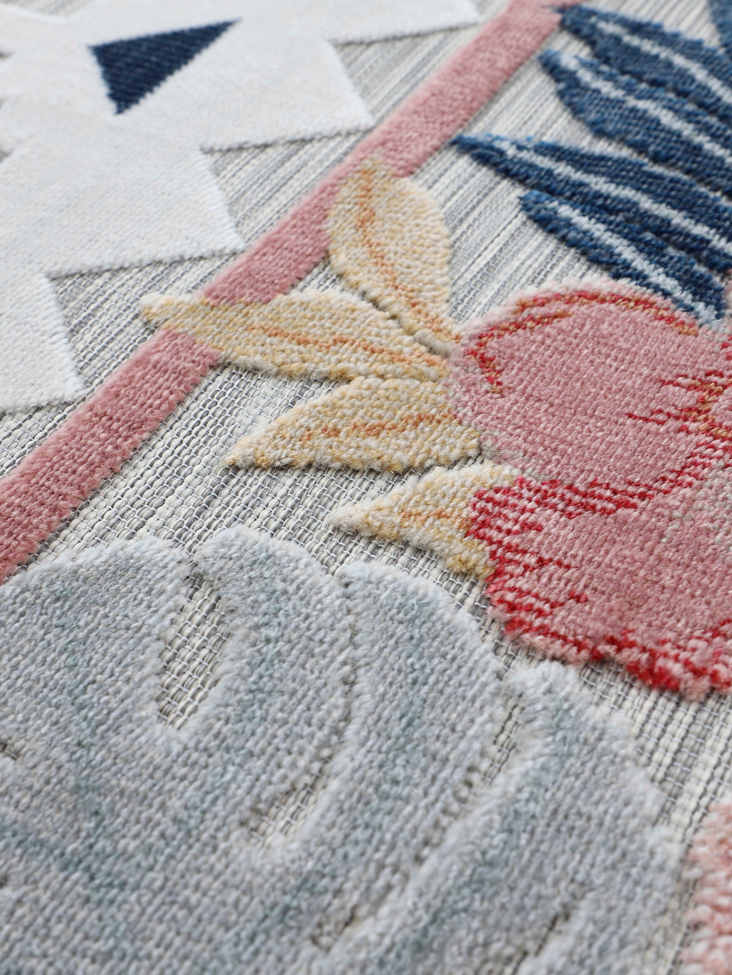 carpetfine Tapis »Deja 101« Rectangulaire 4 mm Höhe robustes Flachgewebe, Floral Palmenblätter, In- und Outdoor, Läufer