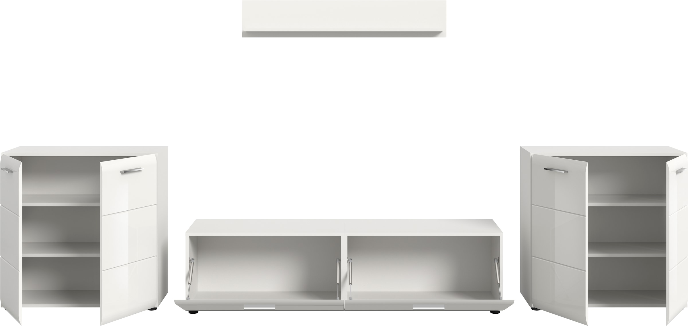 Home affaire Meuble mural »FLORENZ, 4-teilige Wohn-Kombination, hochwertige MDF-Front« Set, Set, best. aus: 2 Kommoden, 1 Lowboard, 1 Wandboard, 4 cuis tlg.