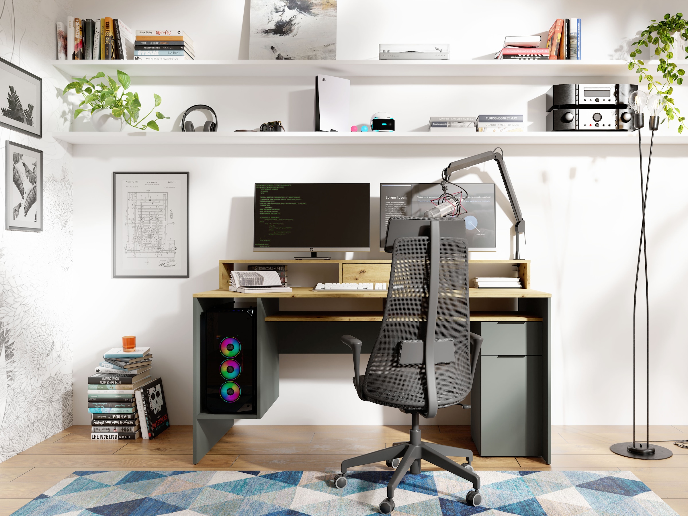 Home affaire Schreibtisch »Peoria« Gamingtisch mit Schublade und Monitoraufsatz, Breiten 160 x 70 cm