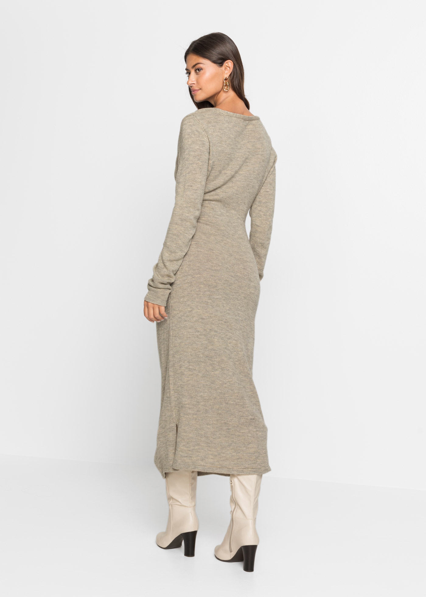 bonprix Robe en tricot »Midi-Strickkleid« mit modernem Wickel-Design, aus Polyacryl und Polyester