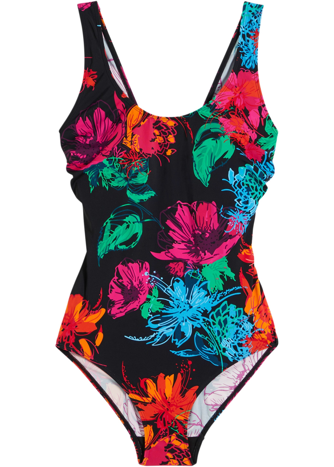 bonprix Maillot de bain sportlicher Stil, mit Blumendruck, mit Elasthan-Anteil