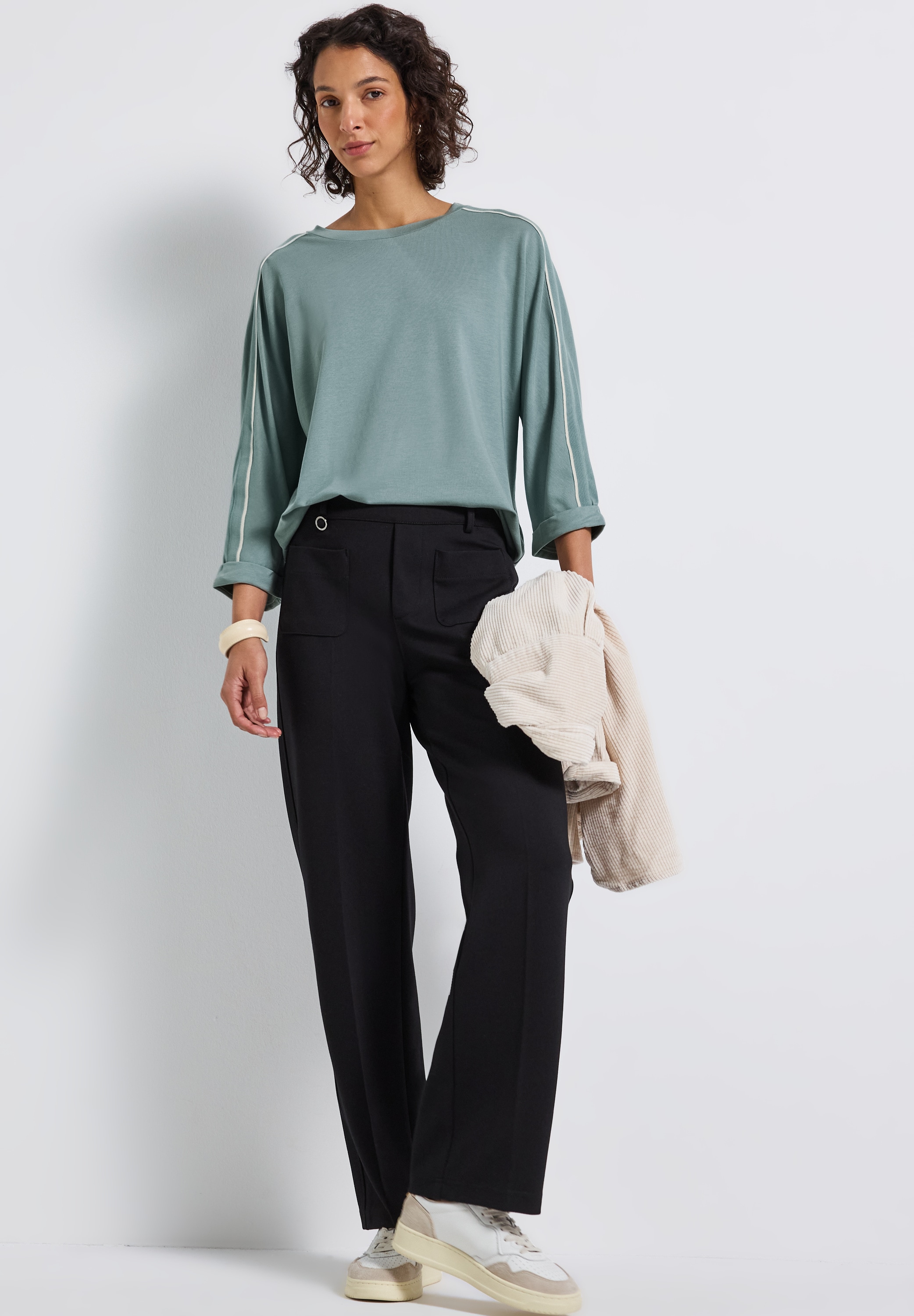 STREET ONE T-shirt à manches 3/4 mit Galonstreifen