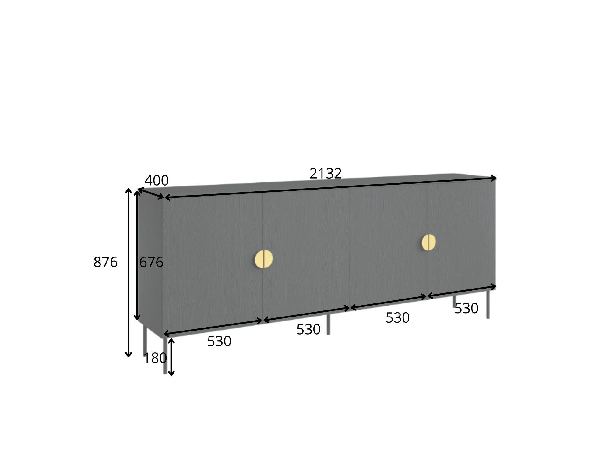 Home affaire Commode »BELLOT Sideboard mit 4 Fächer, 4 Türen, B/T/H: 213/40/87,6 cm« Schubkastenkommode mit Metallgriffen und viel Stauraum