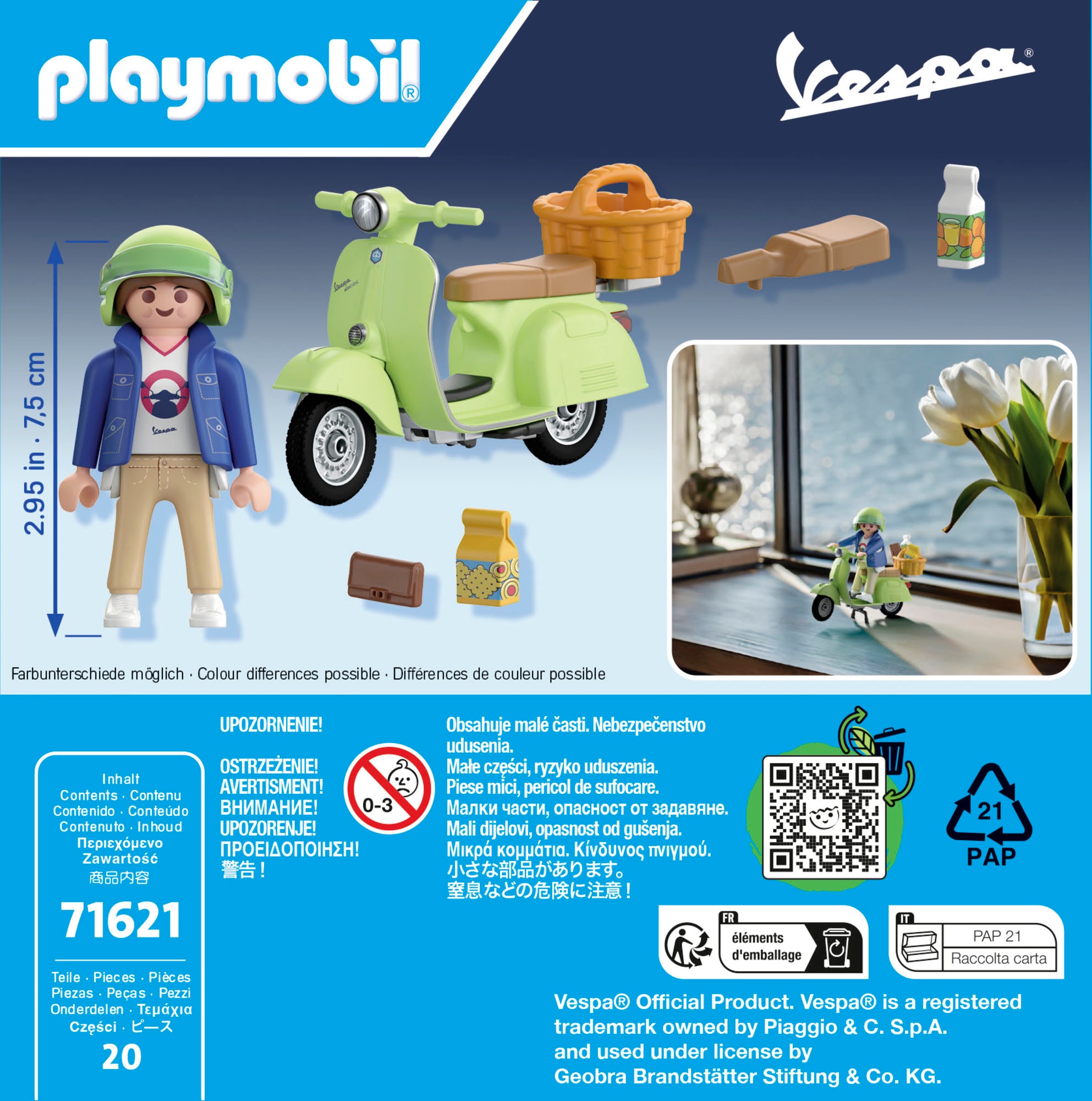 Playmobil® Jeu de construction »1969 Vespa 150 Sprint Veloce, Hellgrün (71621), Vespa« Made in Europe