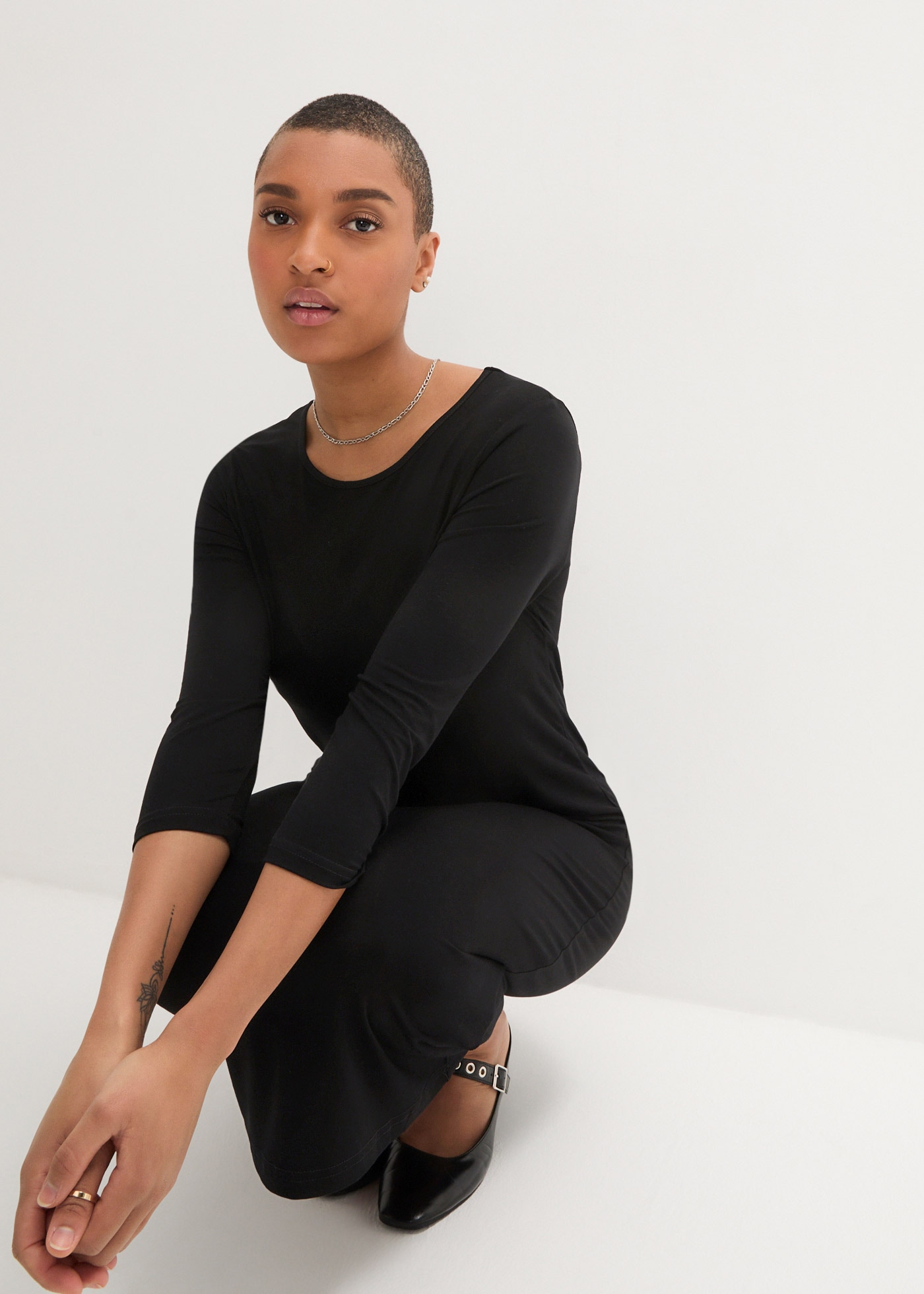 bonprix Shirtkleid 1 tlg. für den Alltag, aus leicht fliessendem Material, mit 3/4-Ärmeln