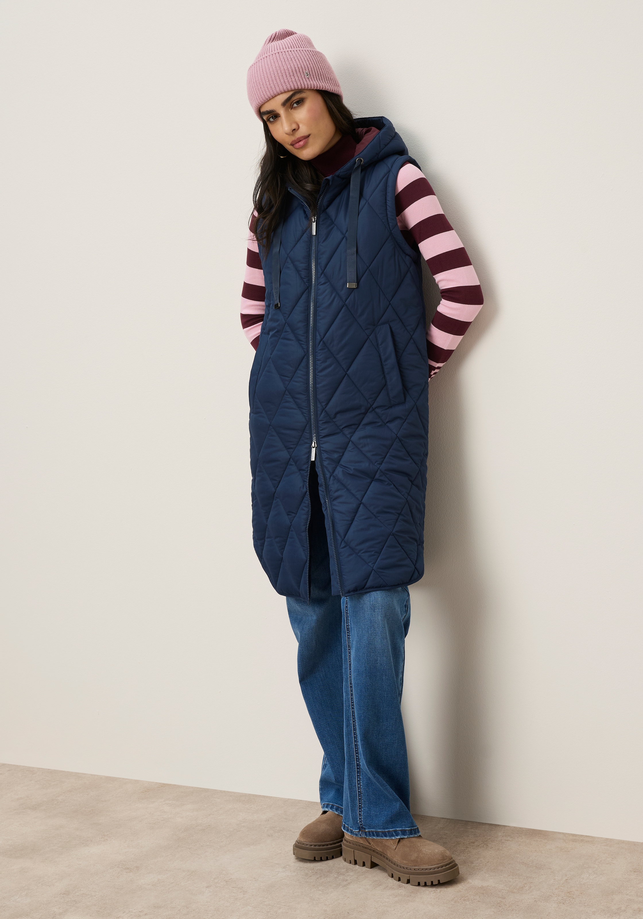 Tamaris Manteau d'hiver avec manches et capuche amovibles - peut aussi se porter en gilet