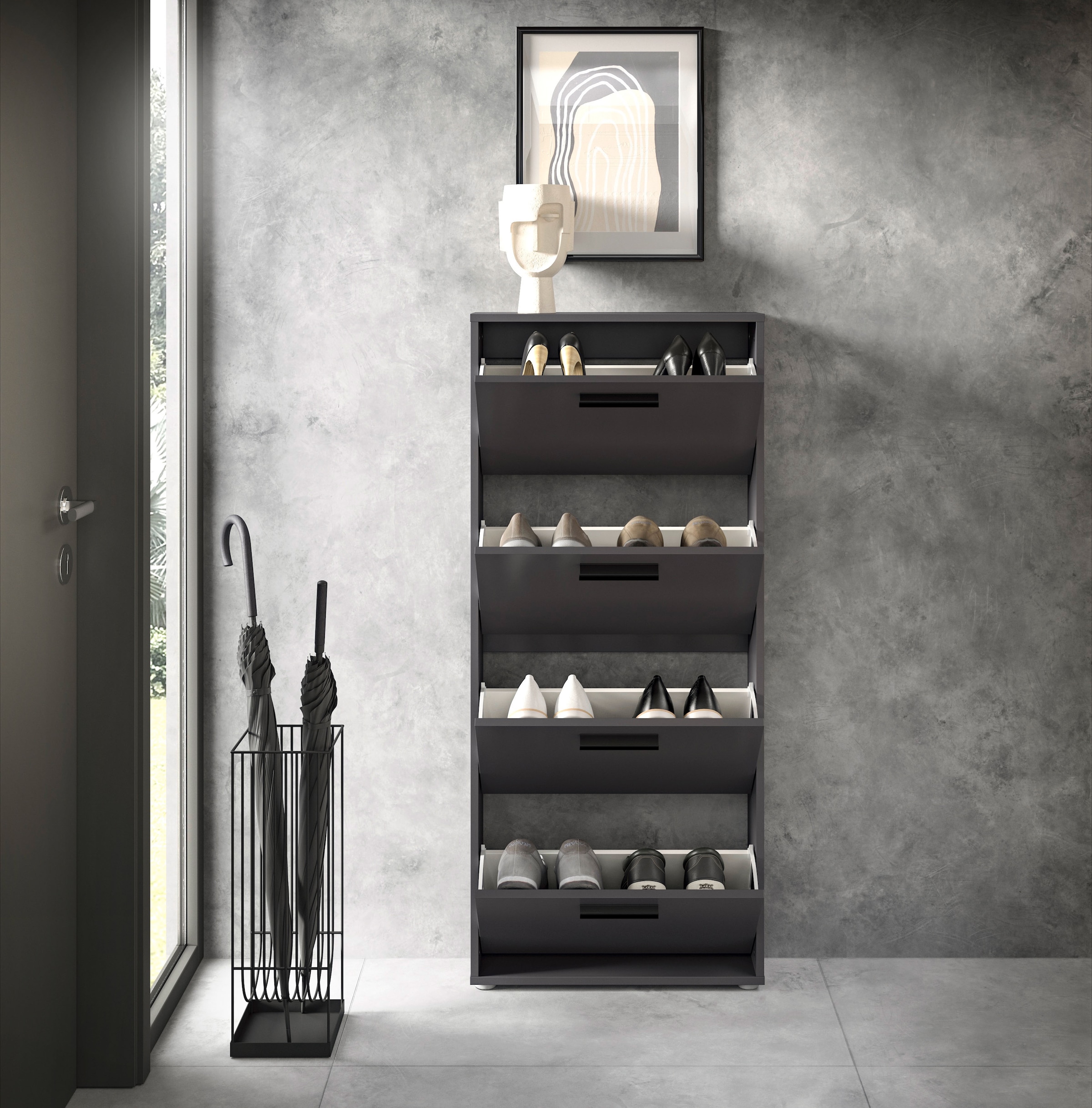 HBZ Schuhkipper »Sam Schuhkipper, Schuhschrank BxHxT 59x136x17 cm« 1 Stk. tlg. mit 4 Klappen