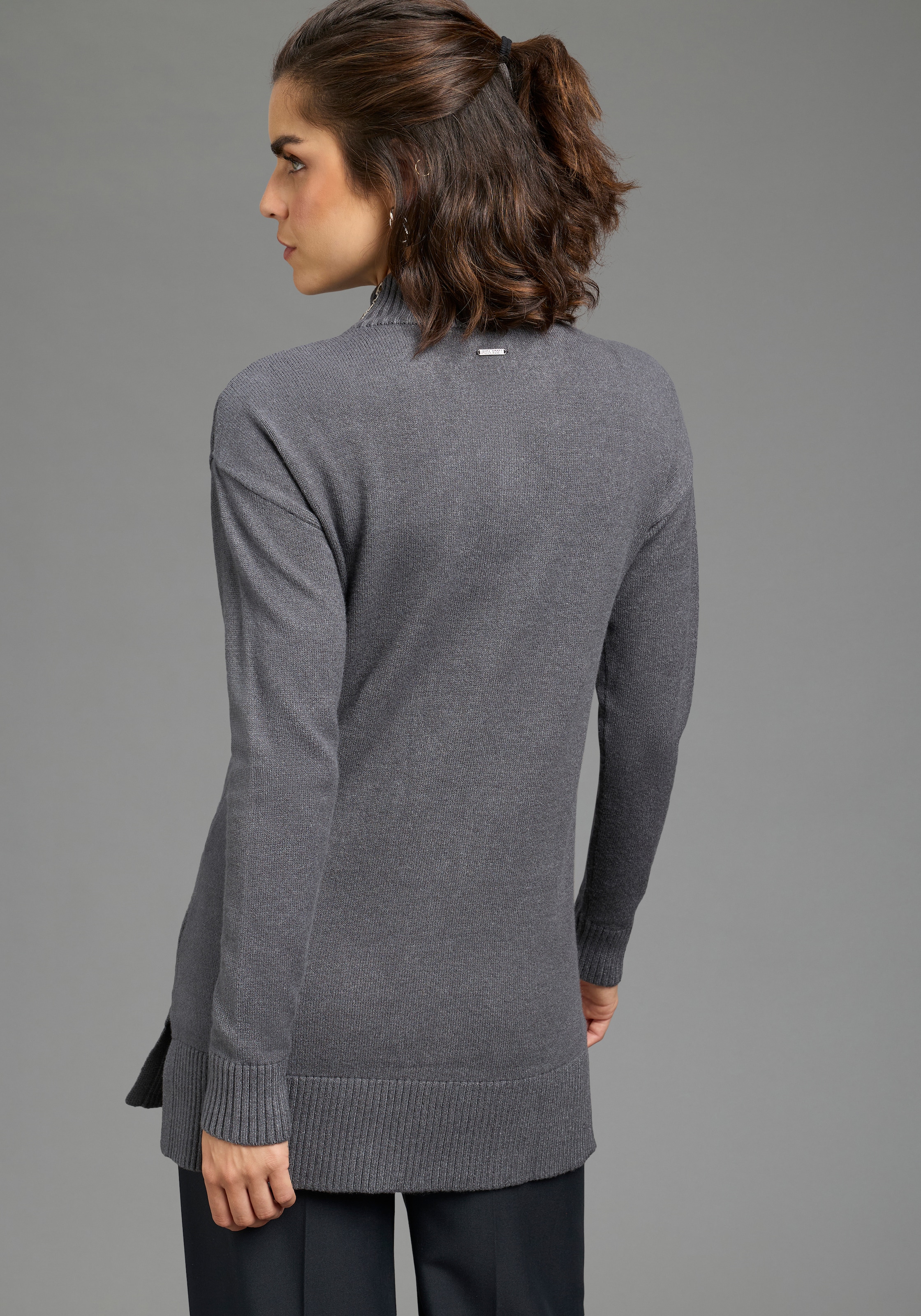 Laura Scott Pull en tricot »mit Stehkragen und Reissverschluss, lässig geschnitten« avec motif étoile