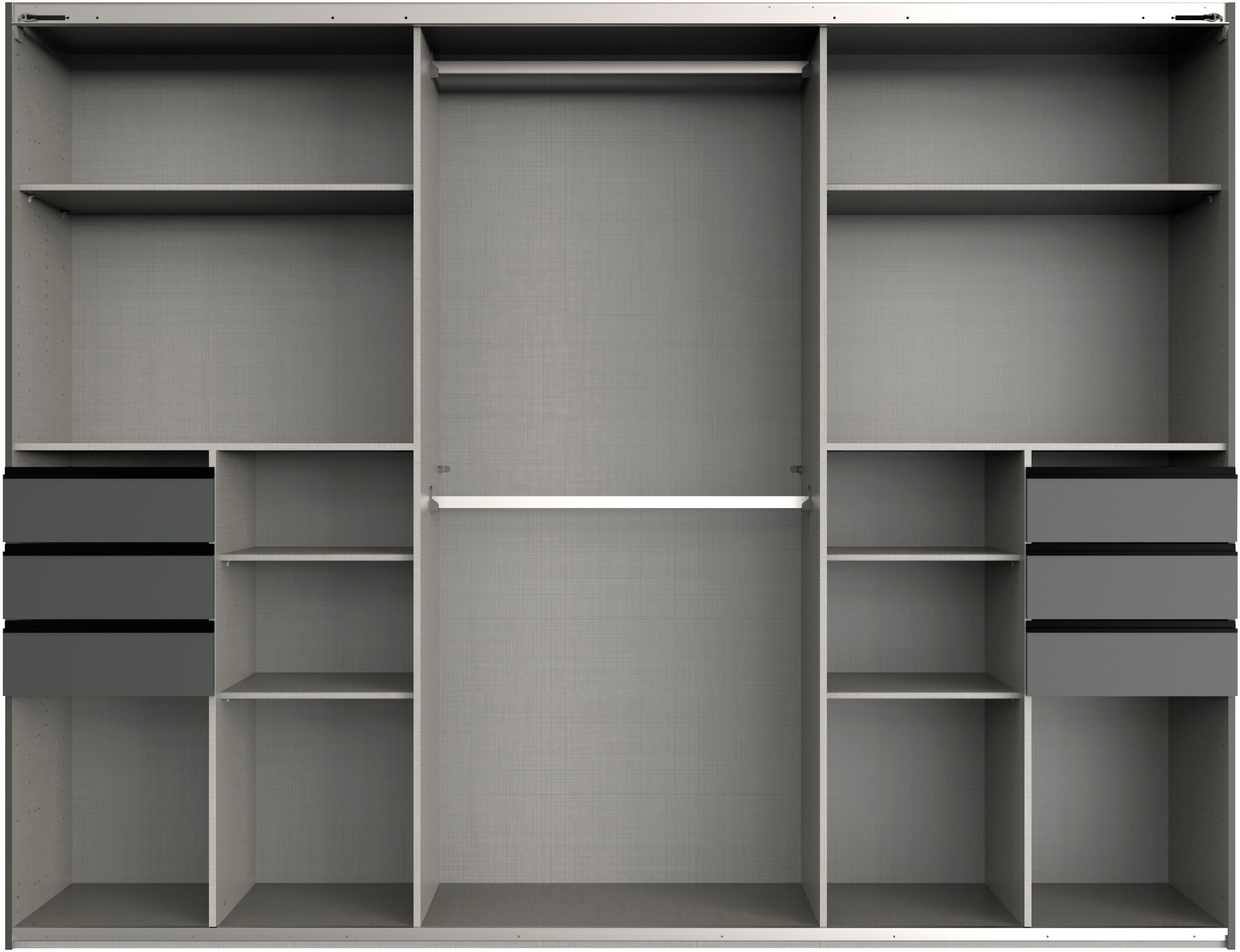 Wimex Schwebetürenschrank »Saigon, mit kompletter Innenausstattung, Made in Germany« Kleiderschrank 3-türig, 270cm breit, mit 6 praktischen Aussenschubladen