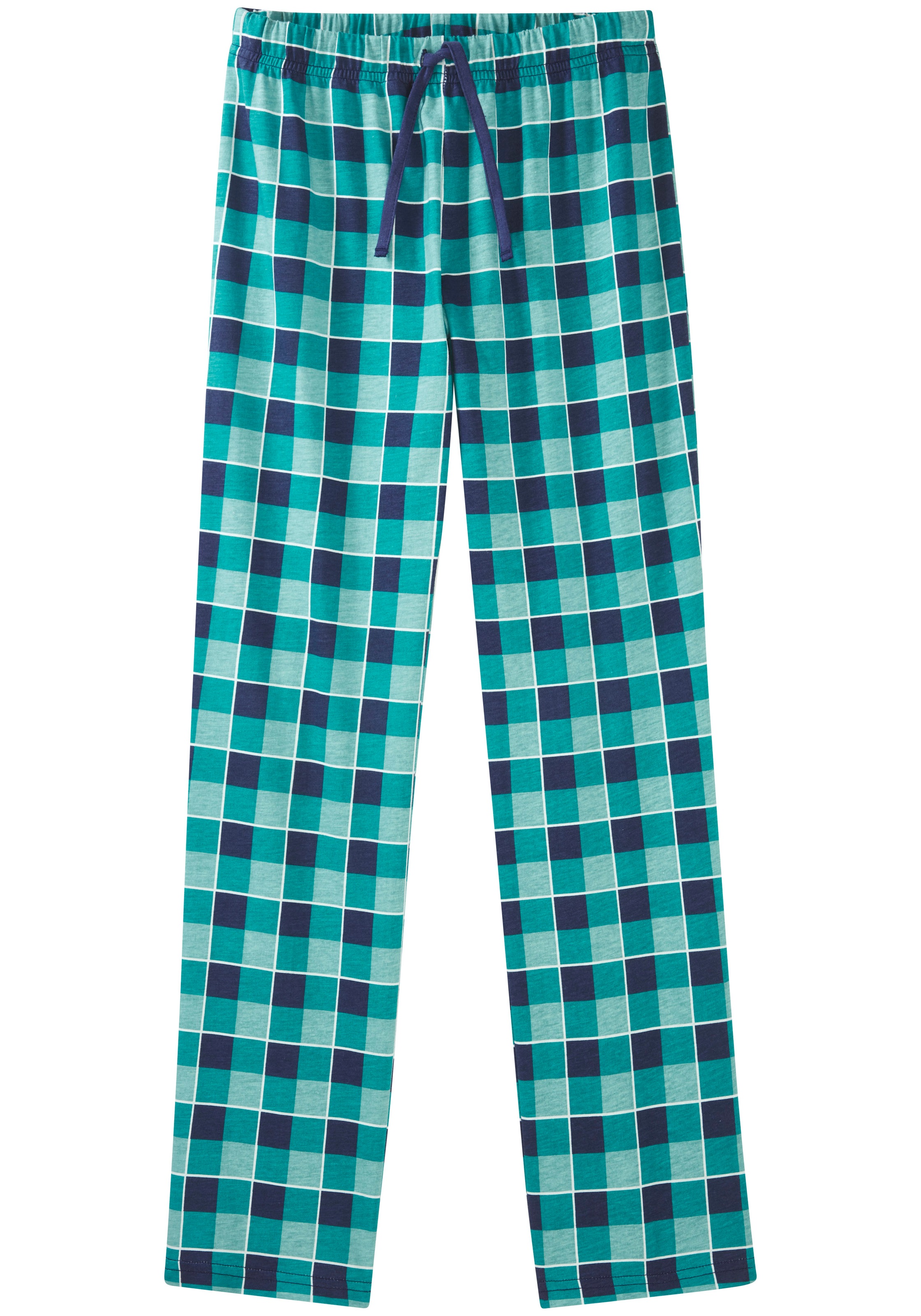 AUTHENTIC LE JOGGER Pyjama »Schlafanzug« 1 pièce, 2 en coton, motif à carreaux, col rond