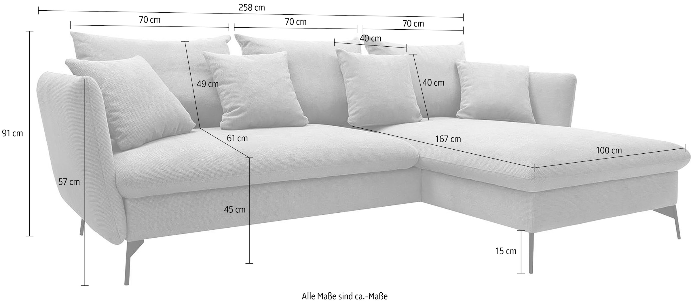 GOODproduct Ecksofa »LIVORNO,258 cm, L-Form,« Schlaffunktion u. Bettkasten (139/224cm), Samt, Struktur, Webstoff