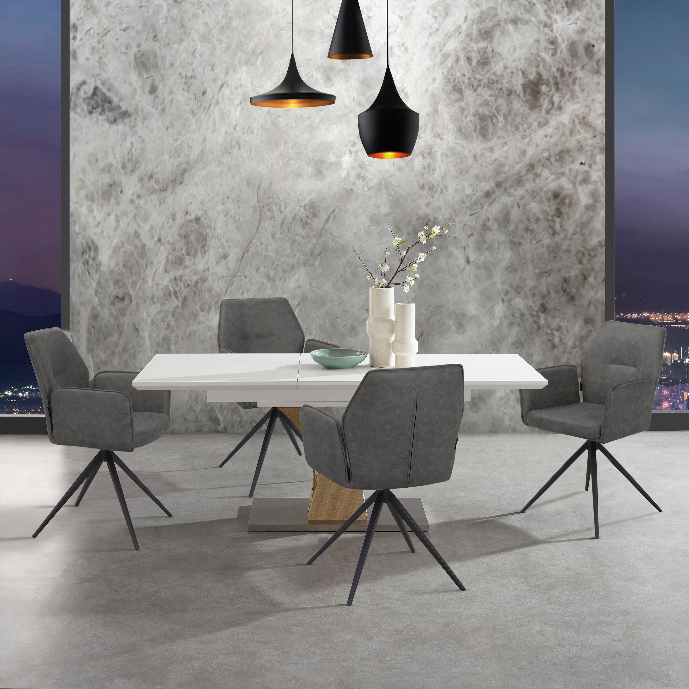 GOODproduct Esszimmerstuhl »Ozias« () Sitz und Rücken gepolstert, Gestell aus Metall schwarz, Sitzhöhe 50 cm, 2er Set