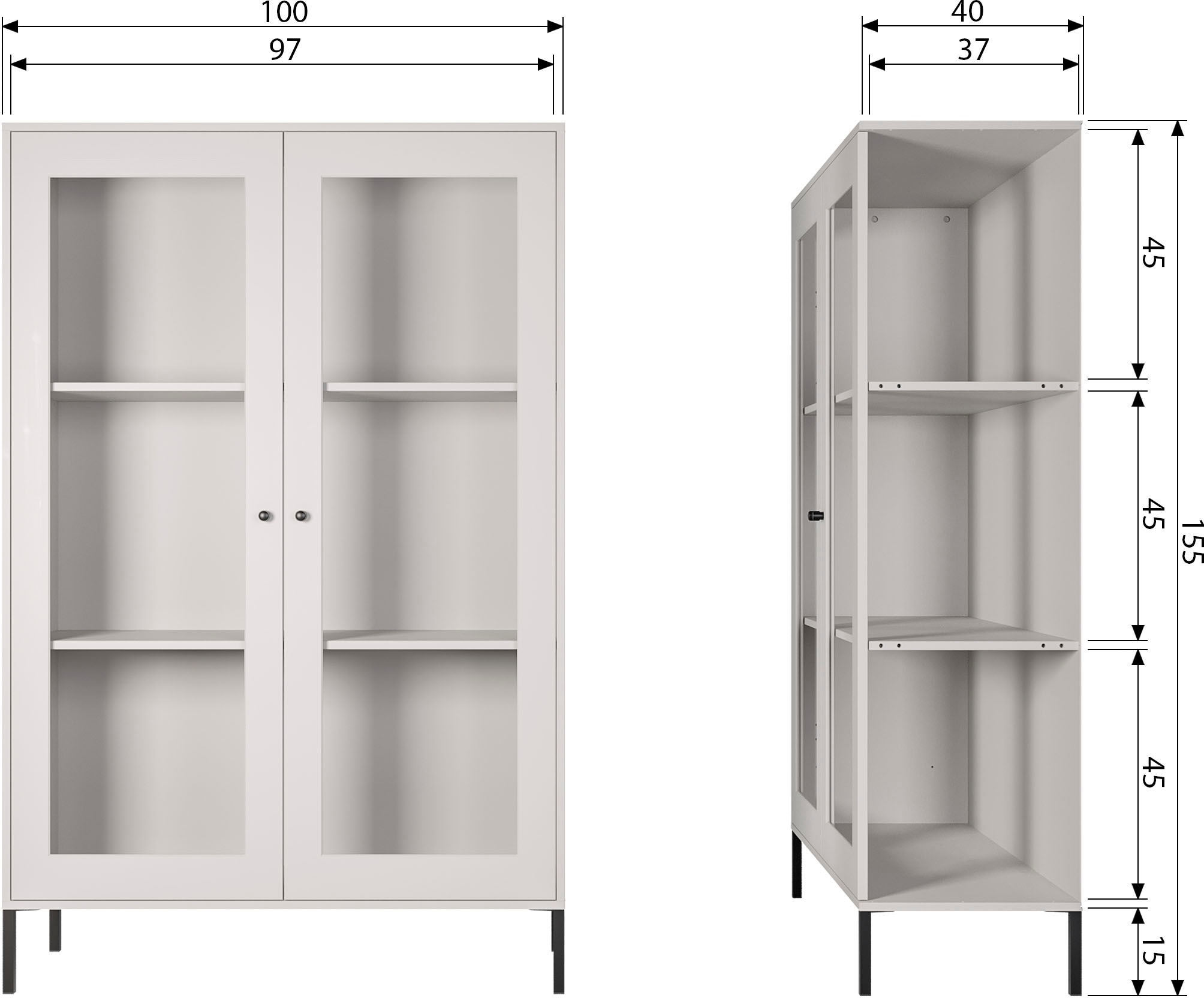 WOOOD Vitrines »Xam« aus Kiefernholz, Breite 100 cm
