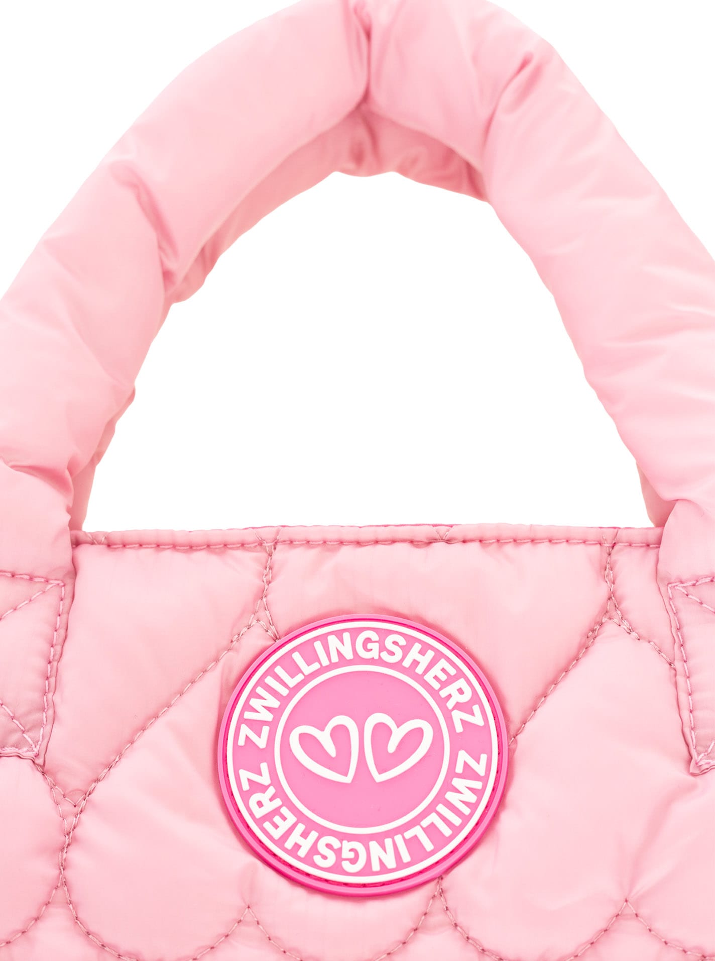 Zwillingsherz Sac de transport »"Herzsteppung"« piqûre cœur, bandoulière rose amovible, patch logo rose