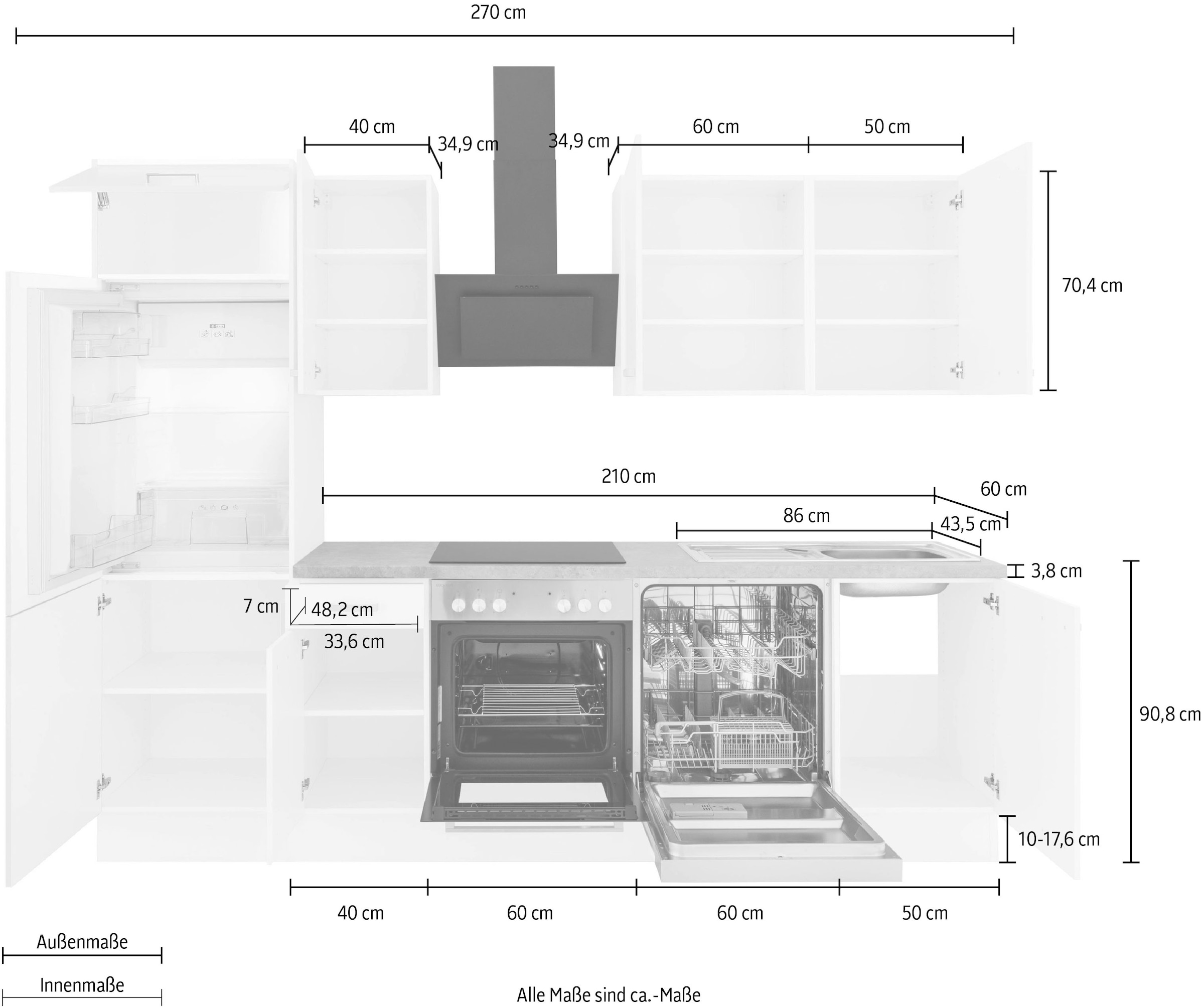 OPTIFIT Kitchenette »Parma« ohne E-Geräte, Breite 270 cm