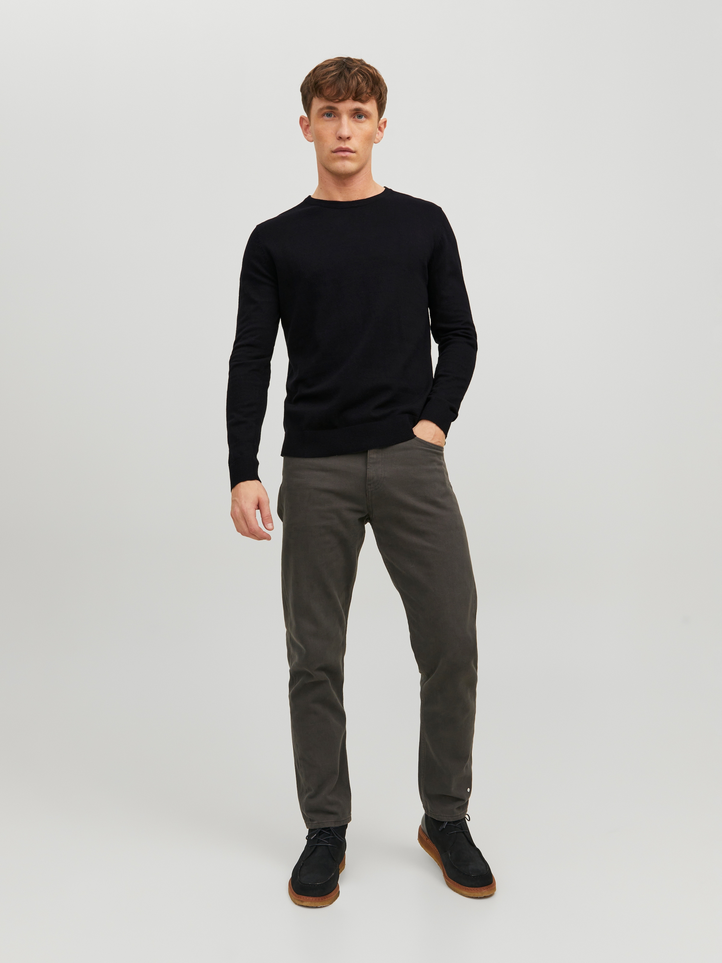 Jack & Jones Rundhalspullover »EMIL KNIT« Baumwollmischung, locker geschnitten