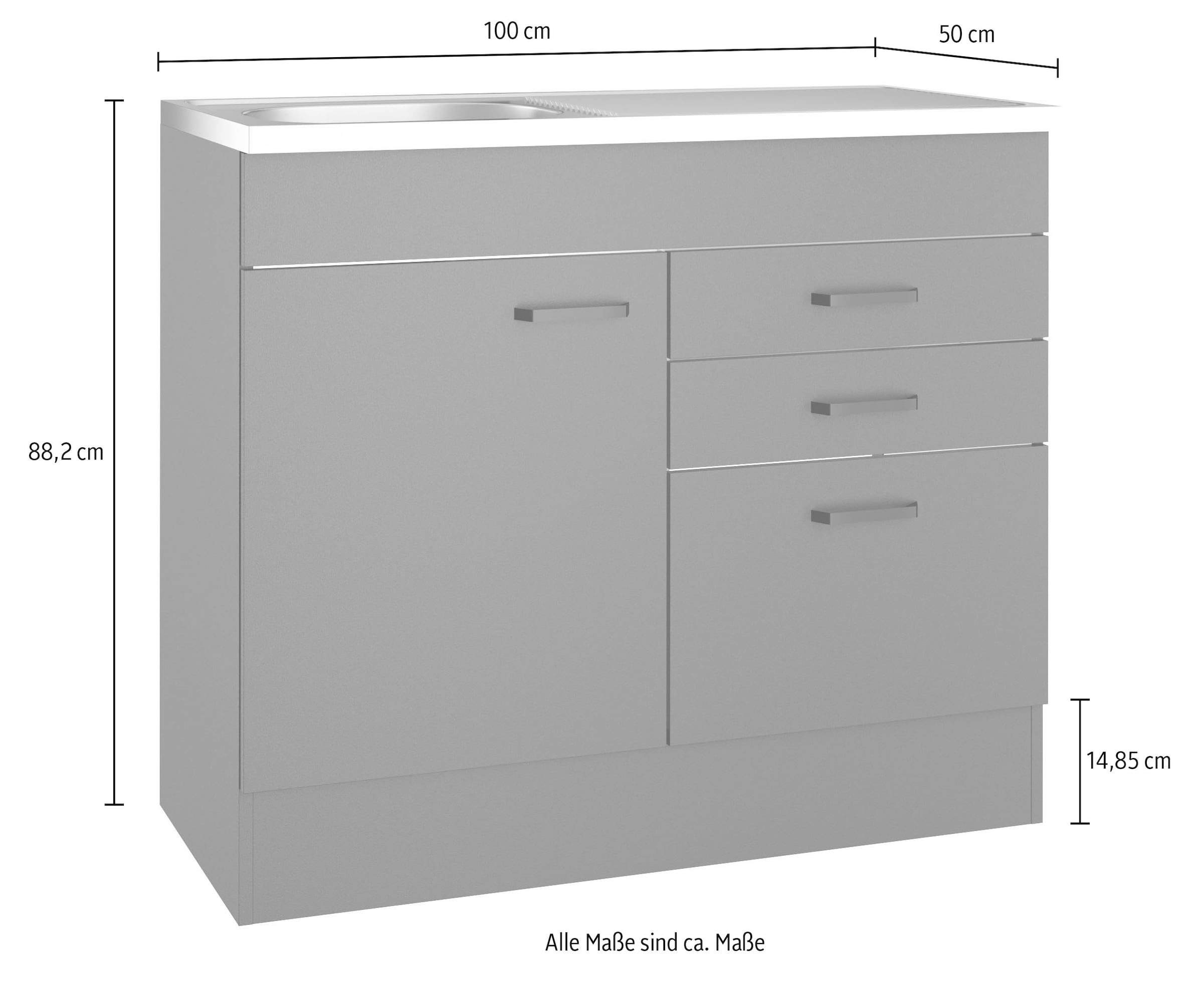 OPTIFIT Spülenschrank »OPTImulti« Breite 100 cm, Tiefe 50 cm, mit Spülenauflage