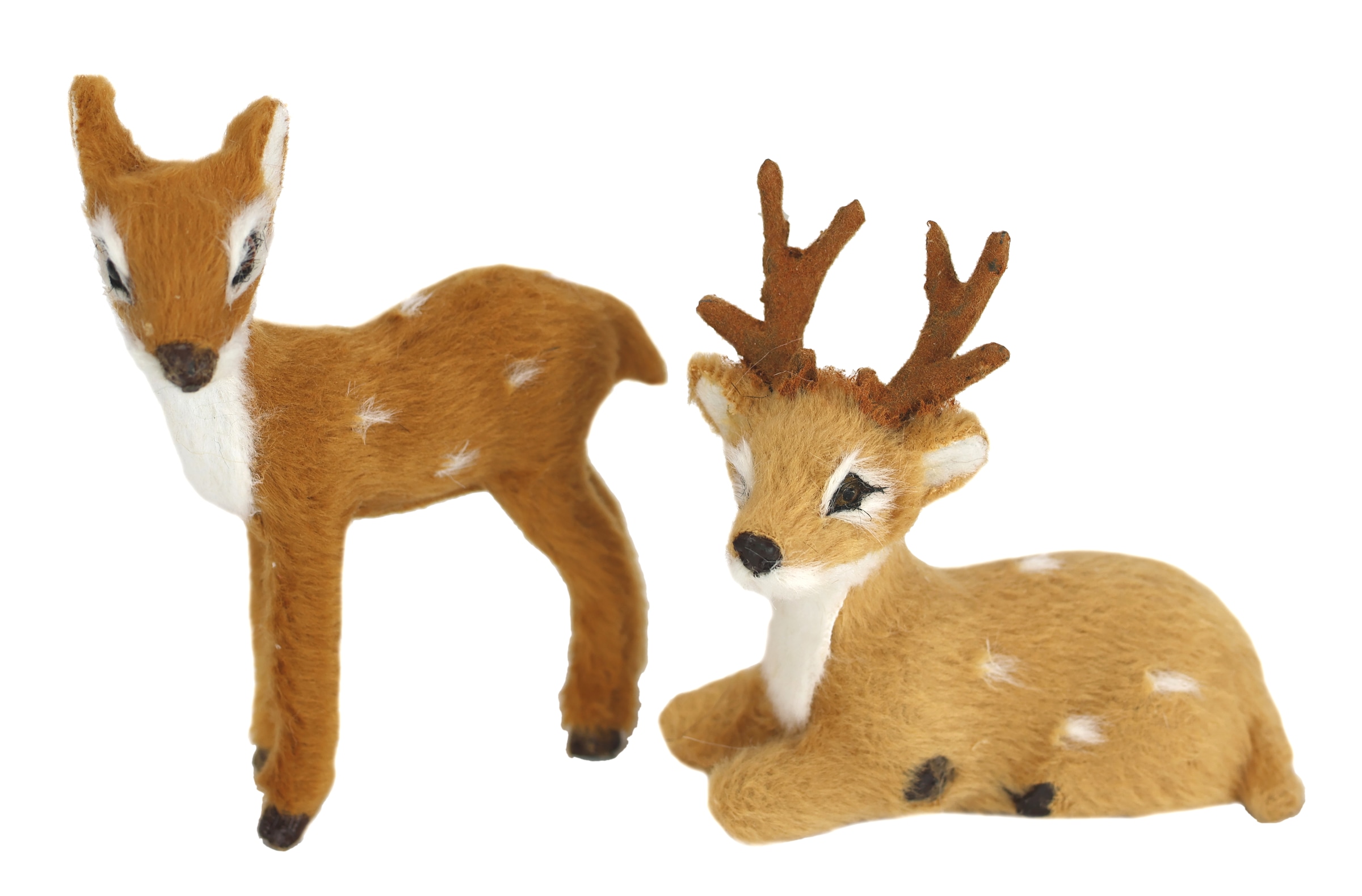 I.GE.A. Figurine de décoration »Tierfigur mini Reh 2er Set« Kunstfell Tierfigur Statue Ornamente Pelz Plüschtier Pelztier Waldtier