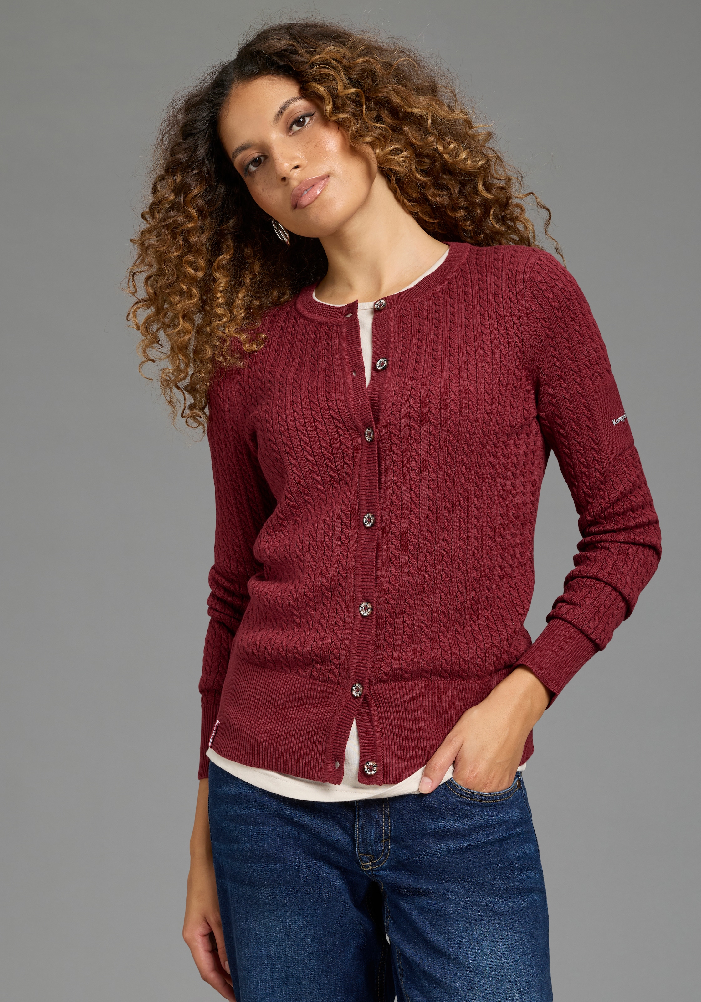 KangaROOS Veste en tricot forme mi-longue, coupe ajustée, en maille fine et tricot