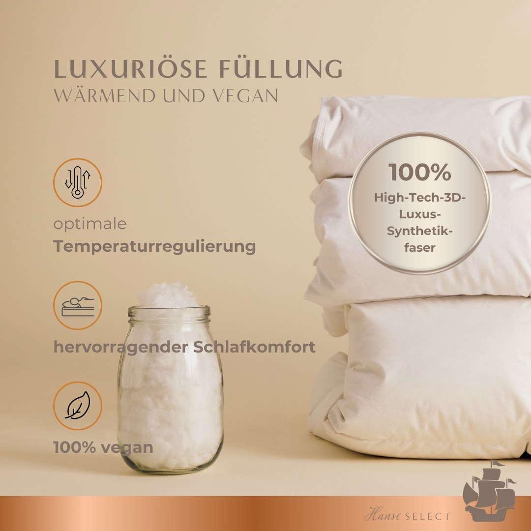 Hanse mit Kogge Microfaserbettdecke »Hanse Select federfrei, Luxushotel, Ganzjahresdecke, Made in Germany« normal Füllung 100% hochwertige 6D-Hohlfaser 1 Stk. tlg. hochwertige Bettdecke 135x200 cm, 155x220 cm & weitere Grössen