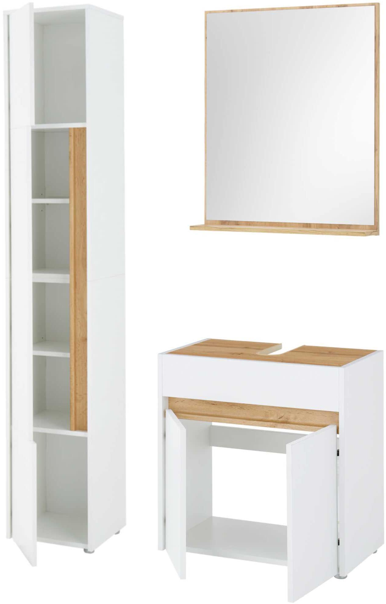 Home affaire Ensemble de meubles de salle de bain »CITY/ GIRON, Bad im zeitlosen Design, 3-teiliges Badezimmer« Set, 3 cuis tlg.