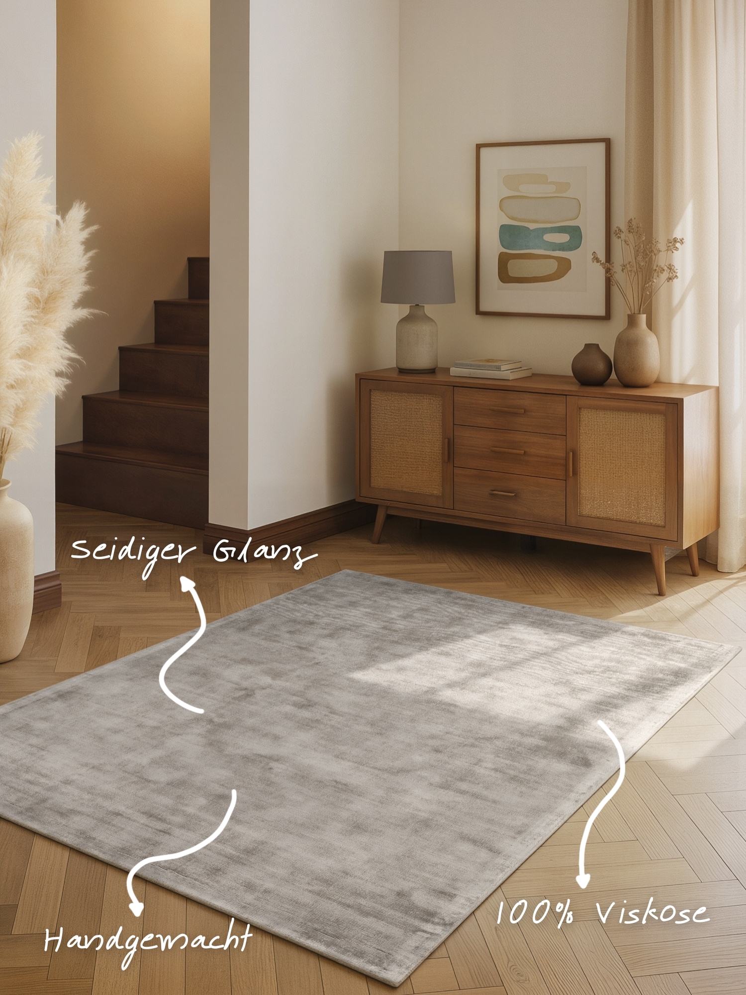 vikosa Tapis »Jane« Rectangulaire 10 mm Höhe Dezenter Glanz, Weich, Seidenoptik, Viskose, Wohnzimmer, Schlafzimmer