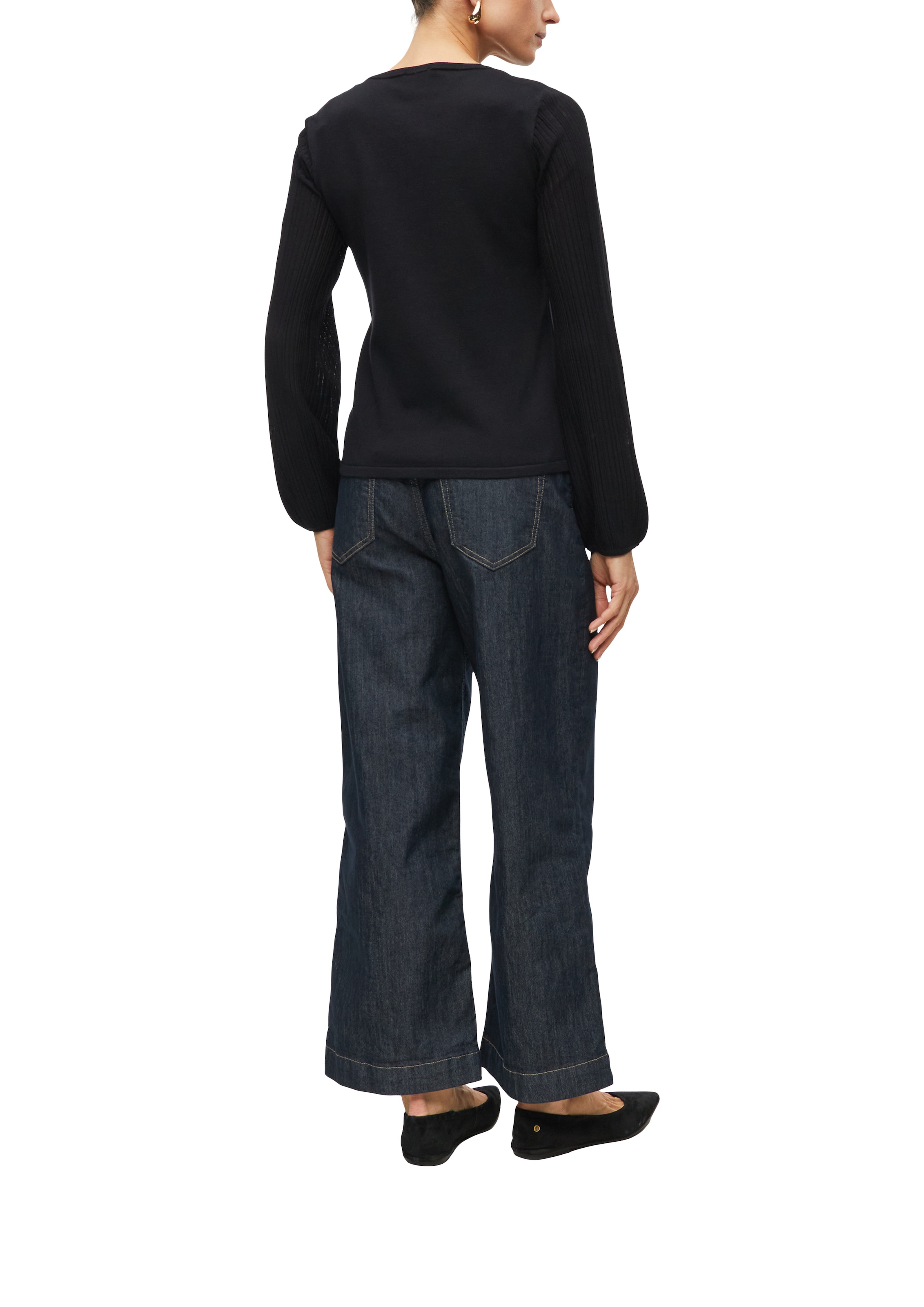 s.Oliver BLACK LABEL Strickpullover Rippenstruktur an Ärmeln und Schulterpartie / Viskose