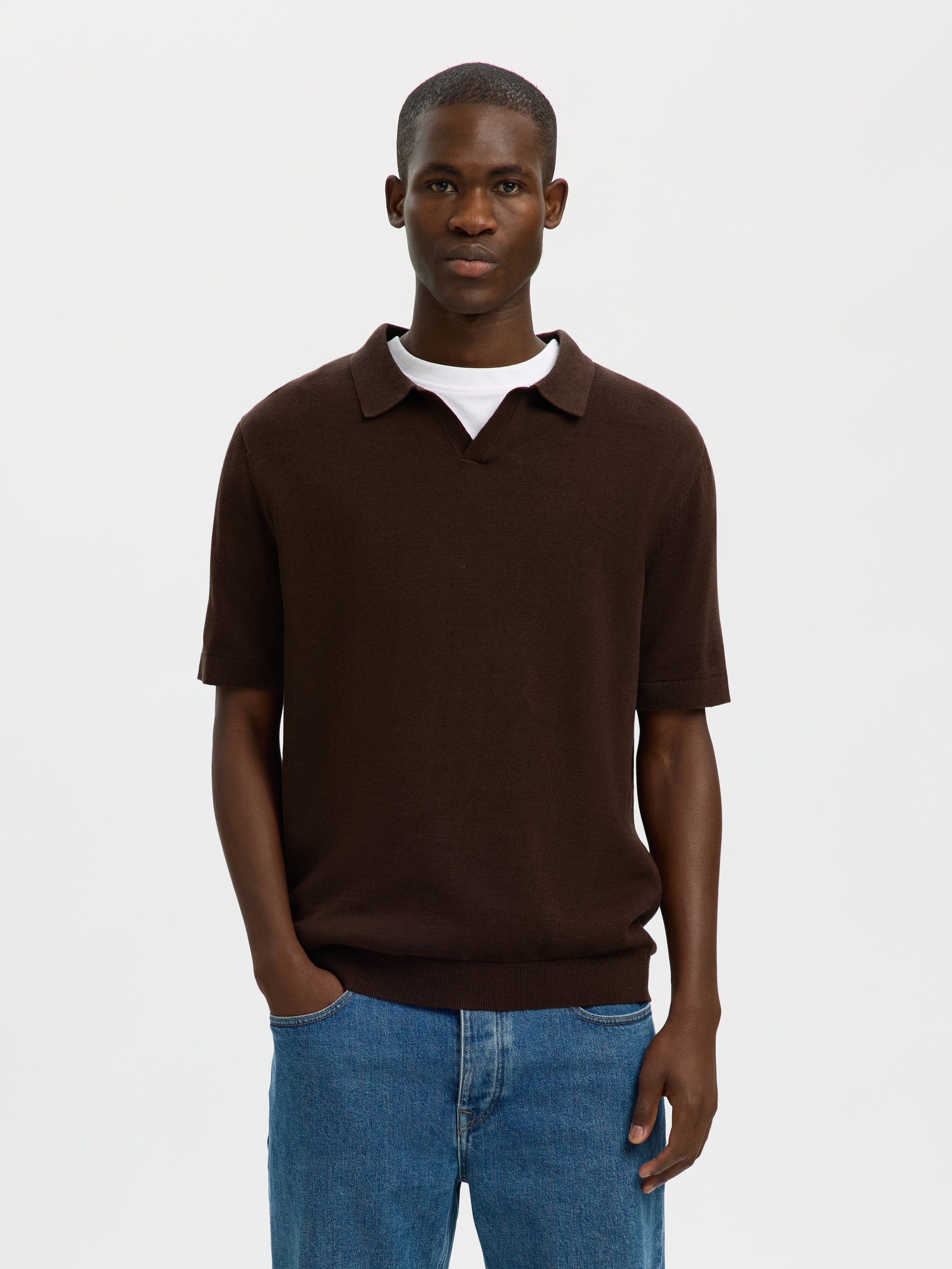 SELECTED Poloshirt »SLHMATTIS SS KNIT SUN OPEN POLO NOOS«