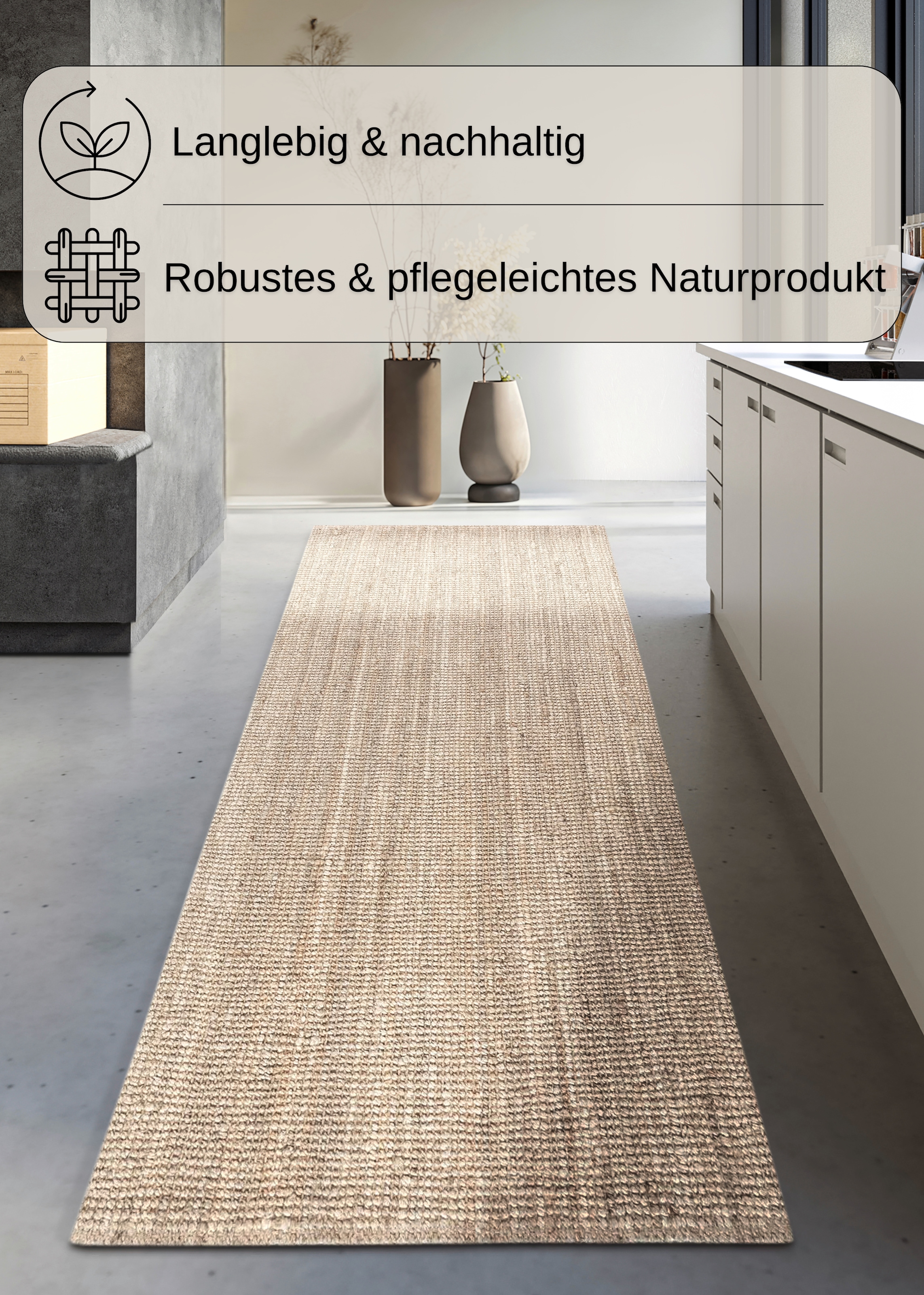 GOODproduct Teppich »Avot Juteteppich« rechteckig 10 mm Höhe 100% Jutefaser, Läufer, Esszimmer, Wohnzimmer, Skandi