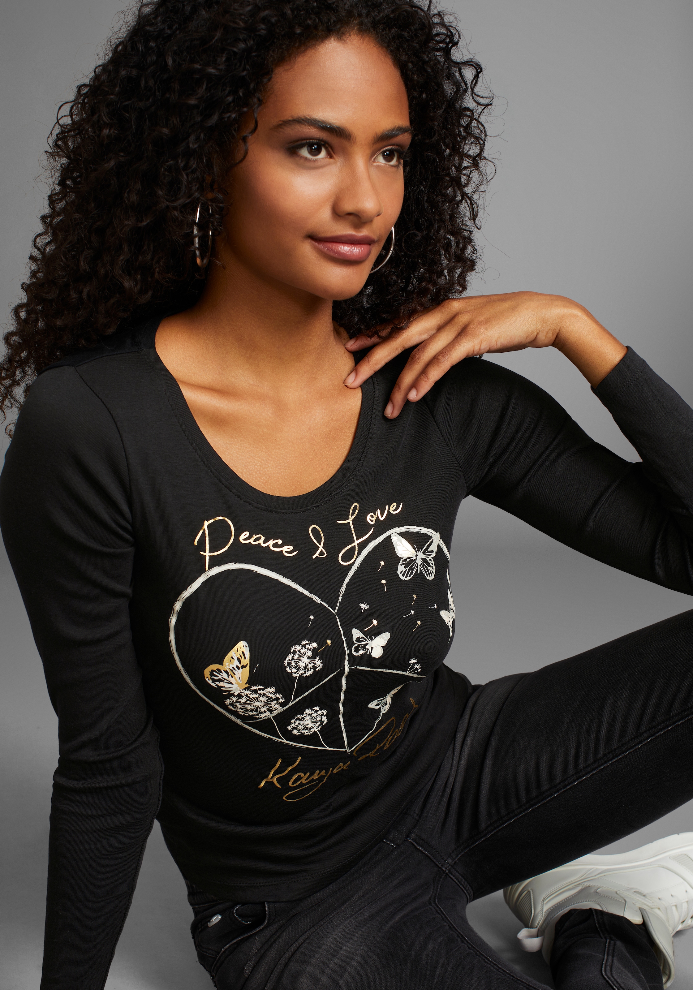 KangaROOS T-shirt à manches longues mit Herz-Print