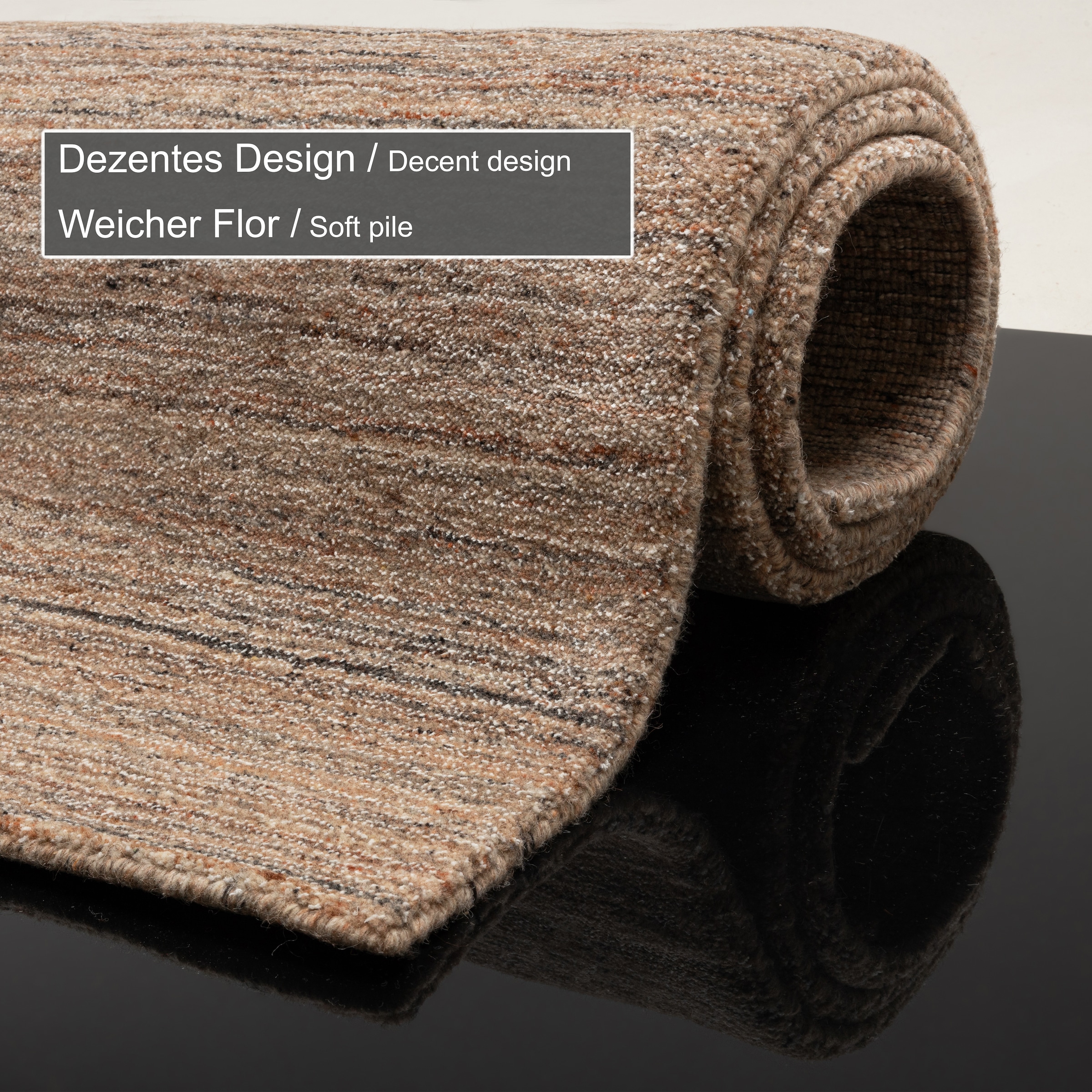 THEKO Tapis »San Diego« Rectangulaire 13 mm Höhe handgewebt, 60% Wolle, Knüpfoptik, meliert, leichter seidiger Glanz