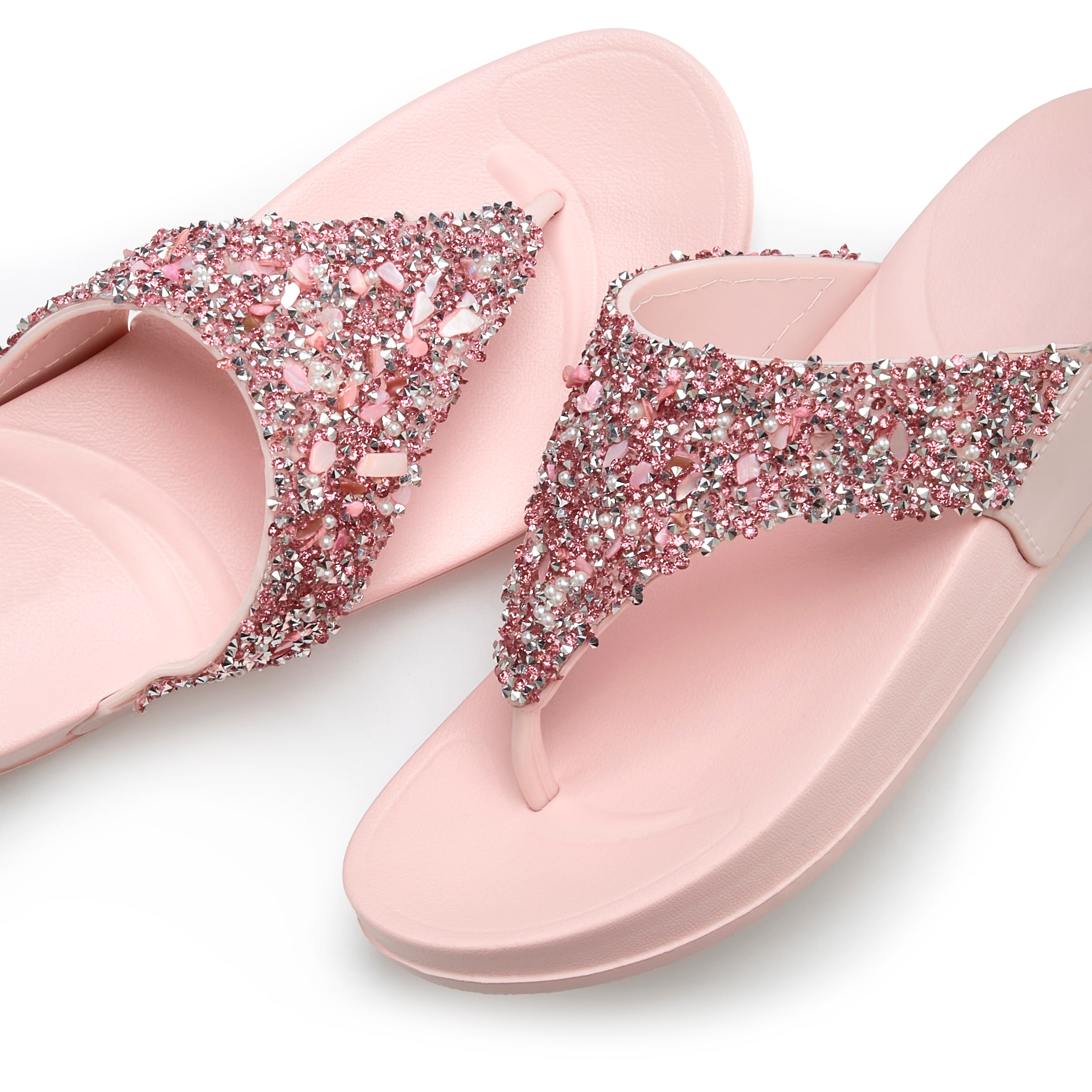 Vivance Séparateur d'orteils de bain »Flip Flop, Badelatsche, Badeschuhe, Pantolette, Zehentrenner,«  NOUVEAU chaussure d'été avec détail pailleté à la mode VEGAN