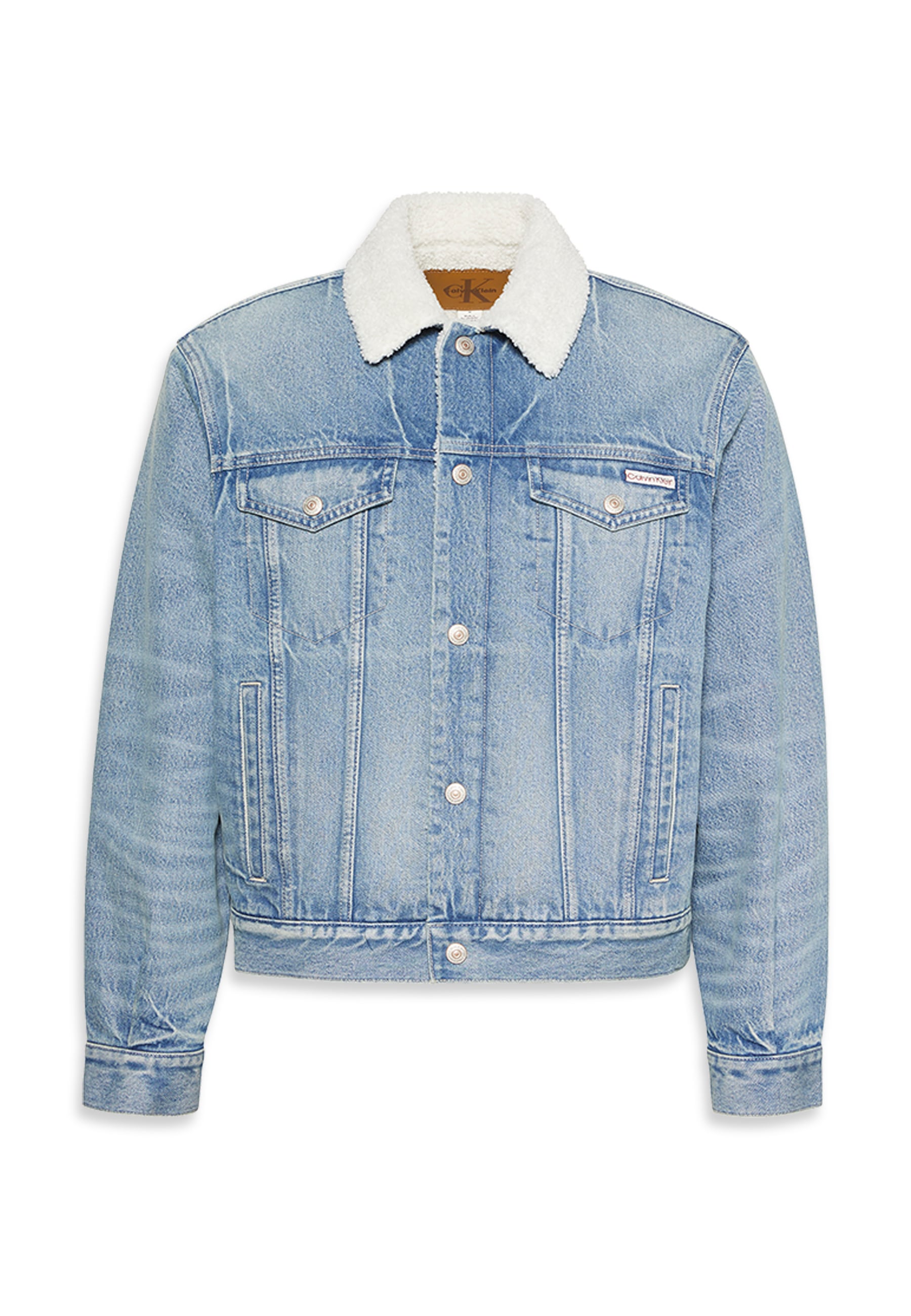 Calvin Klein Jeans Jeansjacke »90S SHERPA TRUCKER TINTED THUNDR« ohne Kapuze Mit Rundhalsausschnitt, regular fit