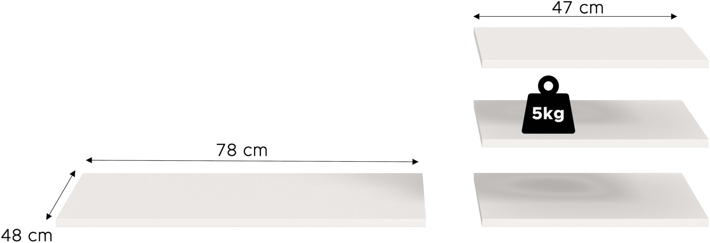 Home affaire Einlegeboden »BENDINGO, 4er Set Einlegeböden, Breite: 78cm & 47cm« 1 Boden in 78 cm Breite & 3 Böden in 47 cm Breite