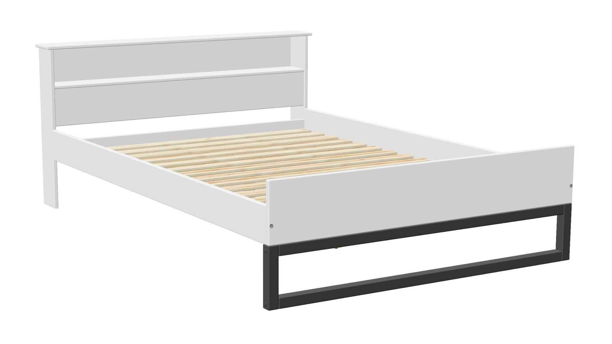 GOODproduct Lit »Pannor, Industrial Design, mit Regal, Lattenrost inklusive« Liegefläche Breite 140 oder 180cm,  Kufengestell, bis 200 kg belastbar, FSC-zertifiziert, Made in EU