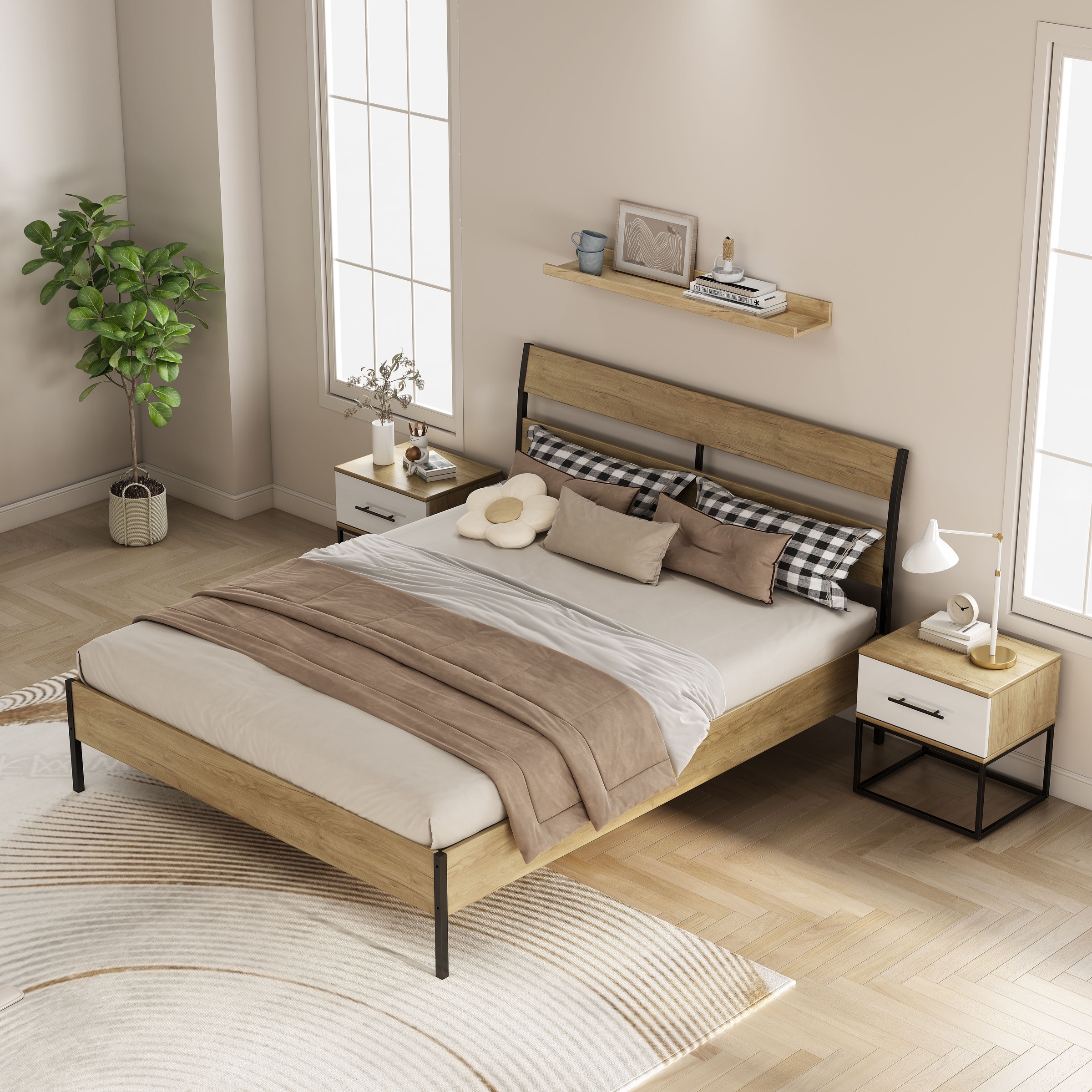 GOODproduct Table de nuit »Lucca Nachttisch Set mit Metallkufen und schwarzen Griffen« Set, 2 Schränke im Set , Hochglanz Fronten in weiss,  Nchttisch Set mit je einer Schublade in Loft Design