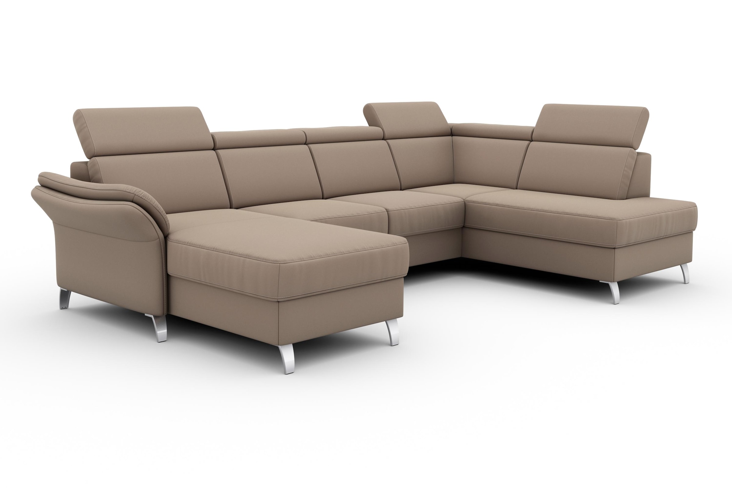 sit&more Paysage de salon »Vincenzo U-Form« inklusive Kopfteilverstellung, wahlweise mit Bettfunktion, Bettkasten