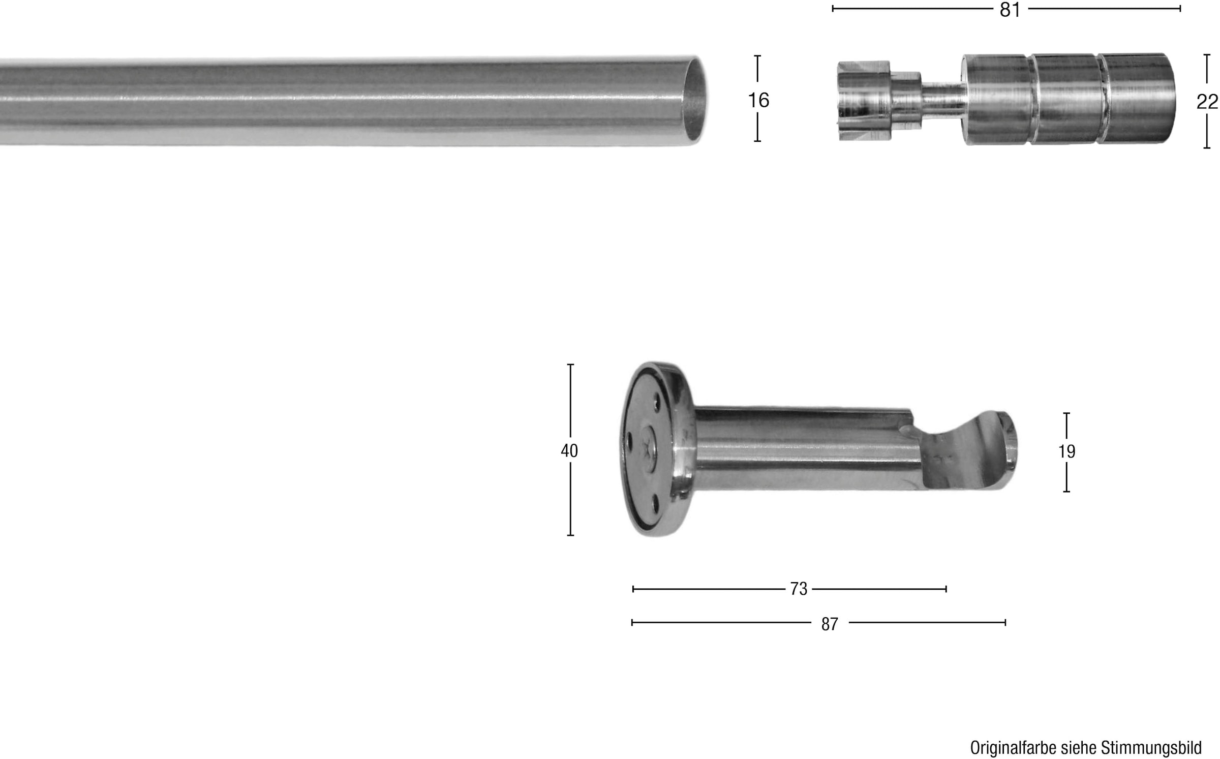 GARESA Tringle à rideaux »Lisa« 1 läufig-läufig Fixmass Fixlänge 120, 160 und 200 cm, OHNE Ringe
