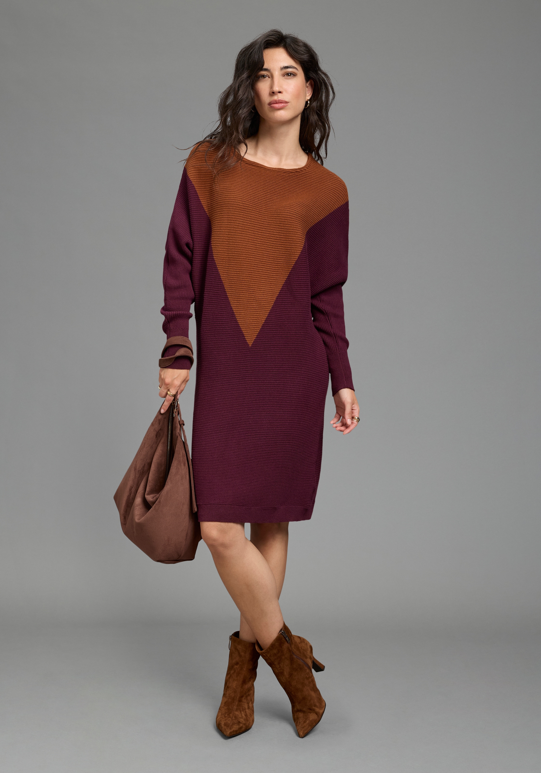 Laura Scott Strickkleid zweifarbig, aus weicher Baumwollmisch-Qualität
