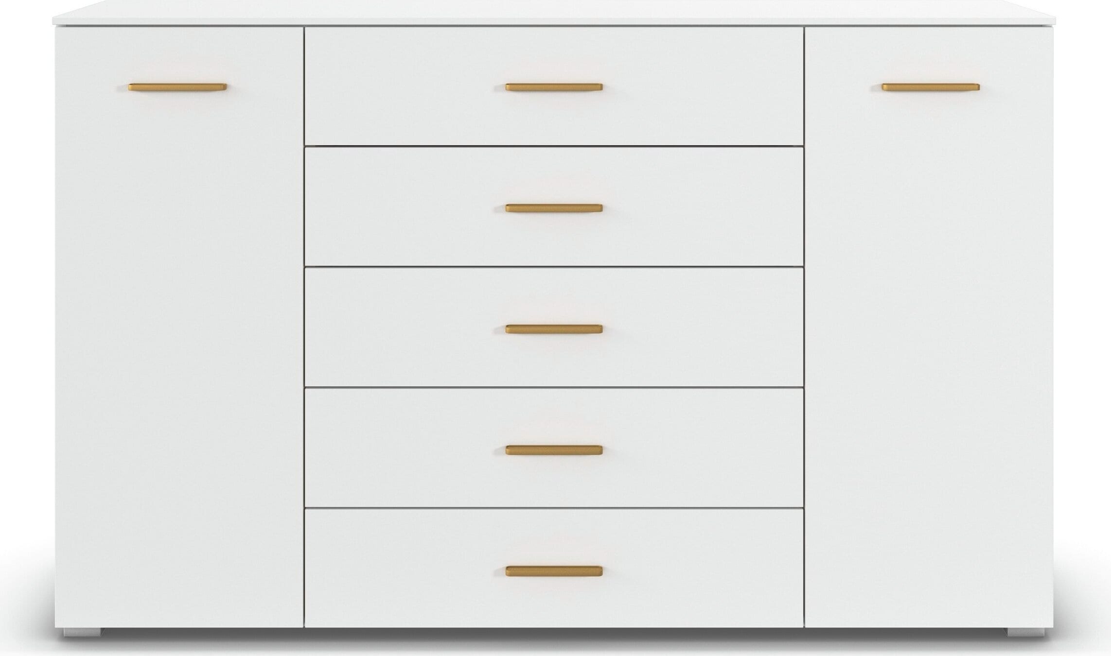 GOODproduct Kombikommode »Sideboard Schubkommode Kommode SCHNELLMONTAGESYSTEM ZELLARA« 2-türig 4 geräumige Schubladen, Griffe Gold aus Metall MADE IN GERMANY
