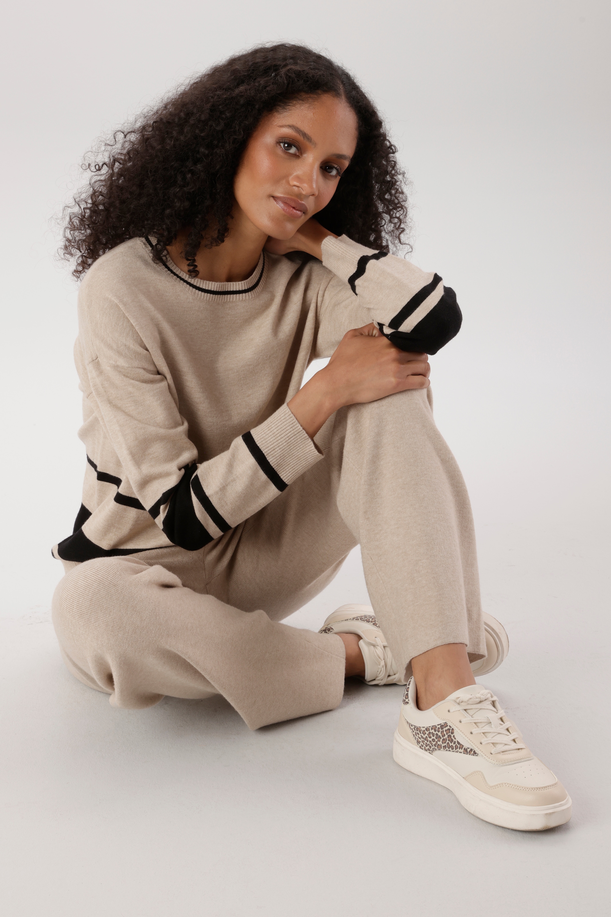 Aniston SELECTED Strickpullover Kombination aus breiter und schmaler Ringelmusterung - NEUE KOLLEKTION